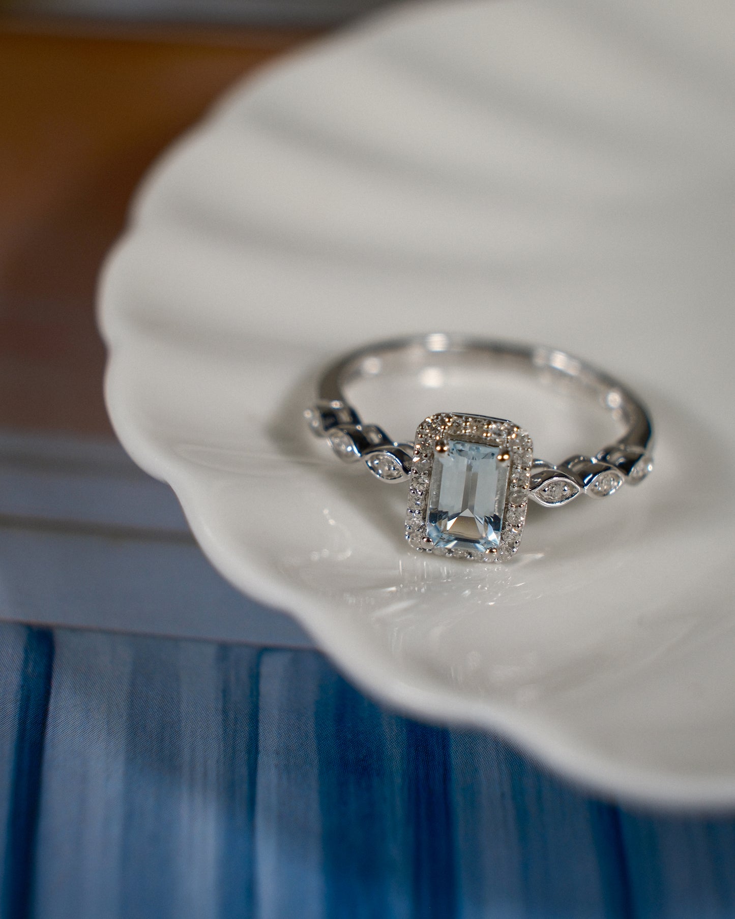Bianca • Vintage Aquamarijn & Diamant Cluster