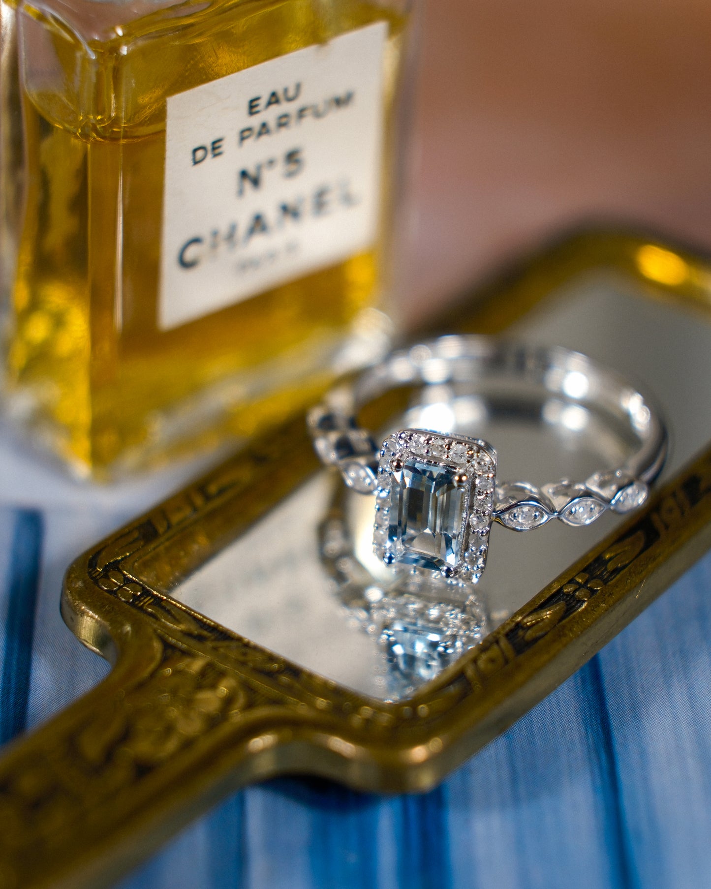 Bianca • Vintage Aquamarijn & Diamant Cluster