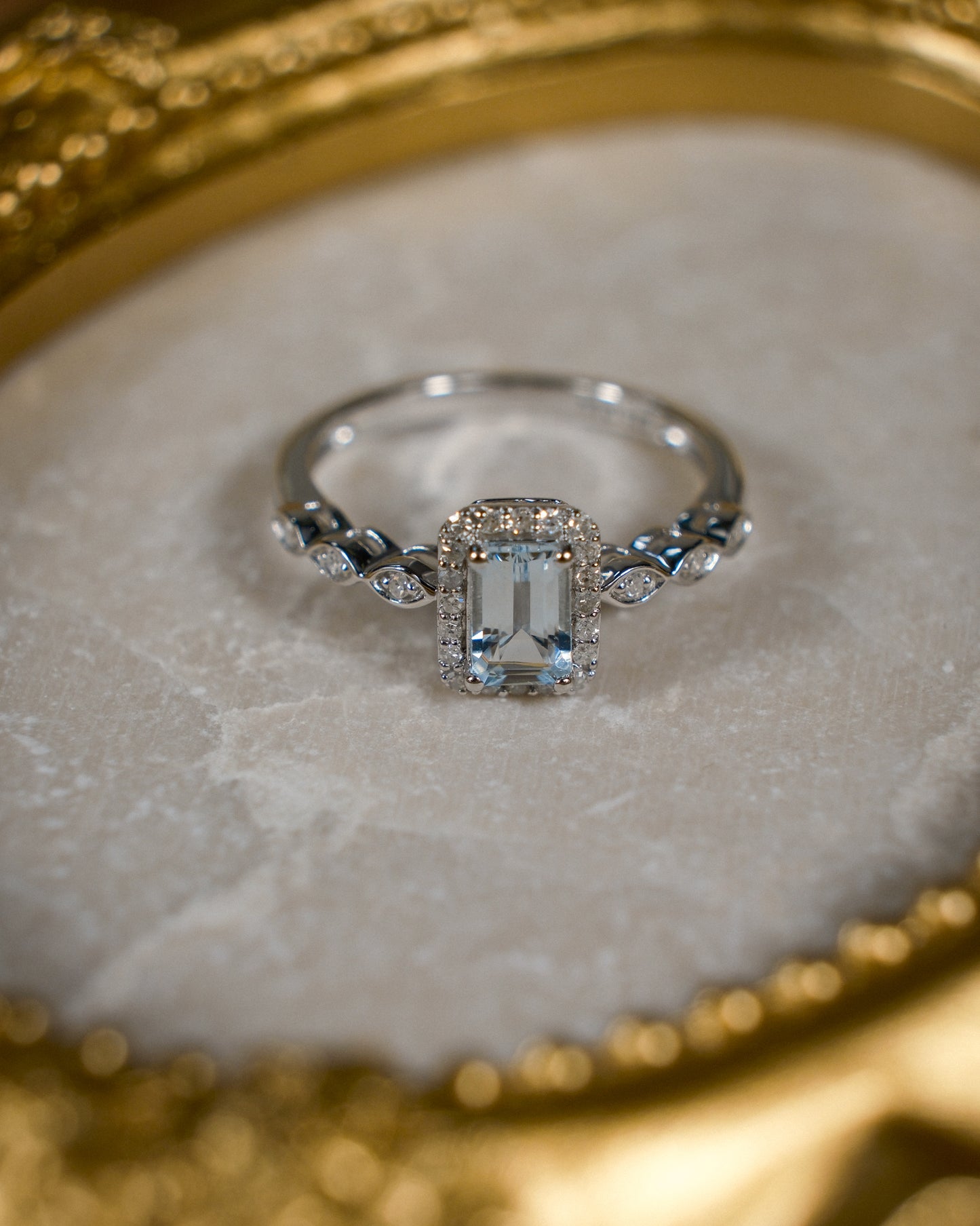 Bianca • Vintage Aquamarijn & Diamant Cluster