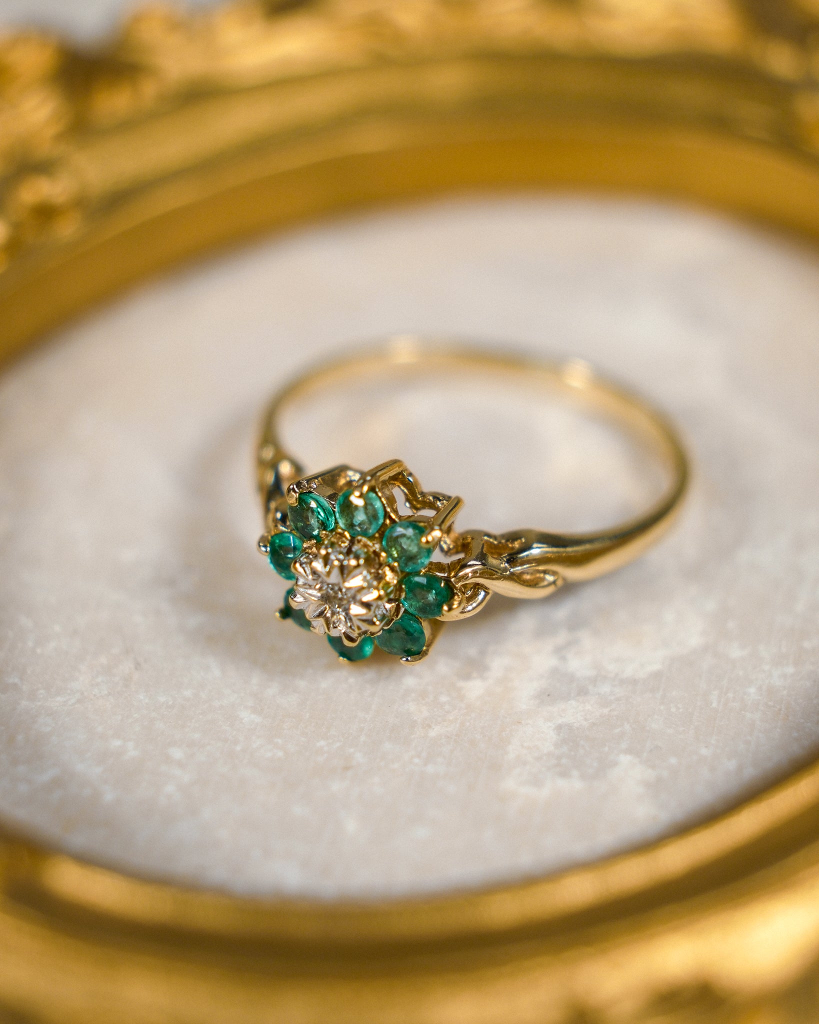 Calandra • Vintage Smaragd & Diamant Cluster
