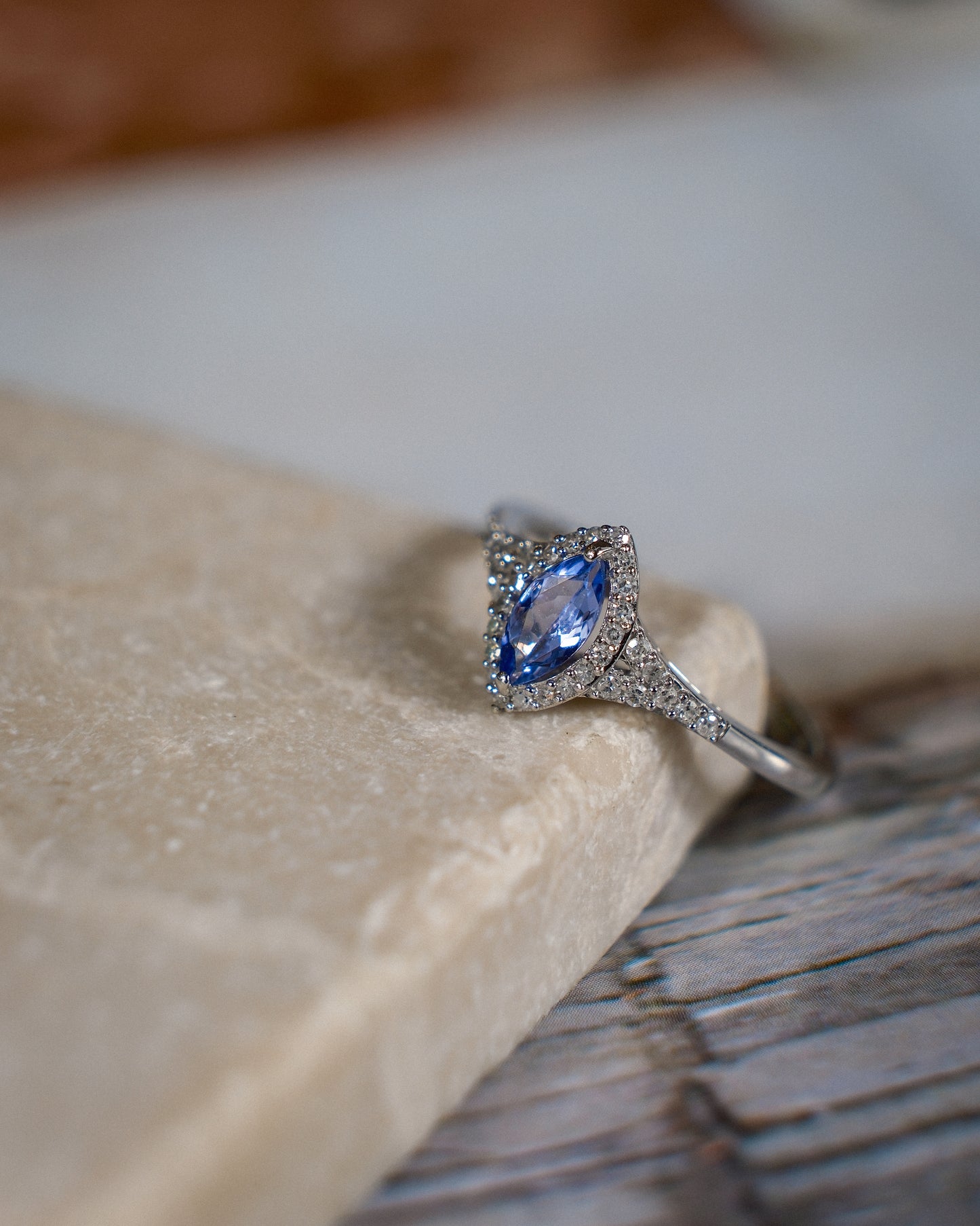 Celeste • Vintage Tanzaniet & Diamant Cluster