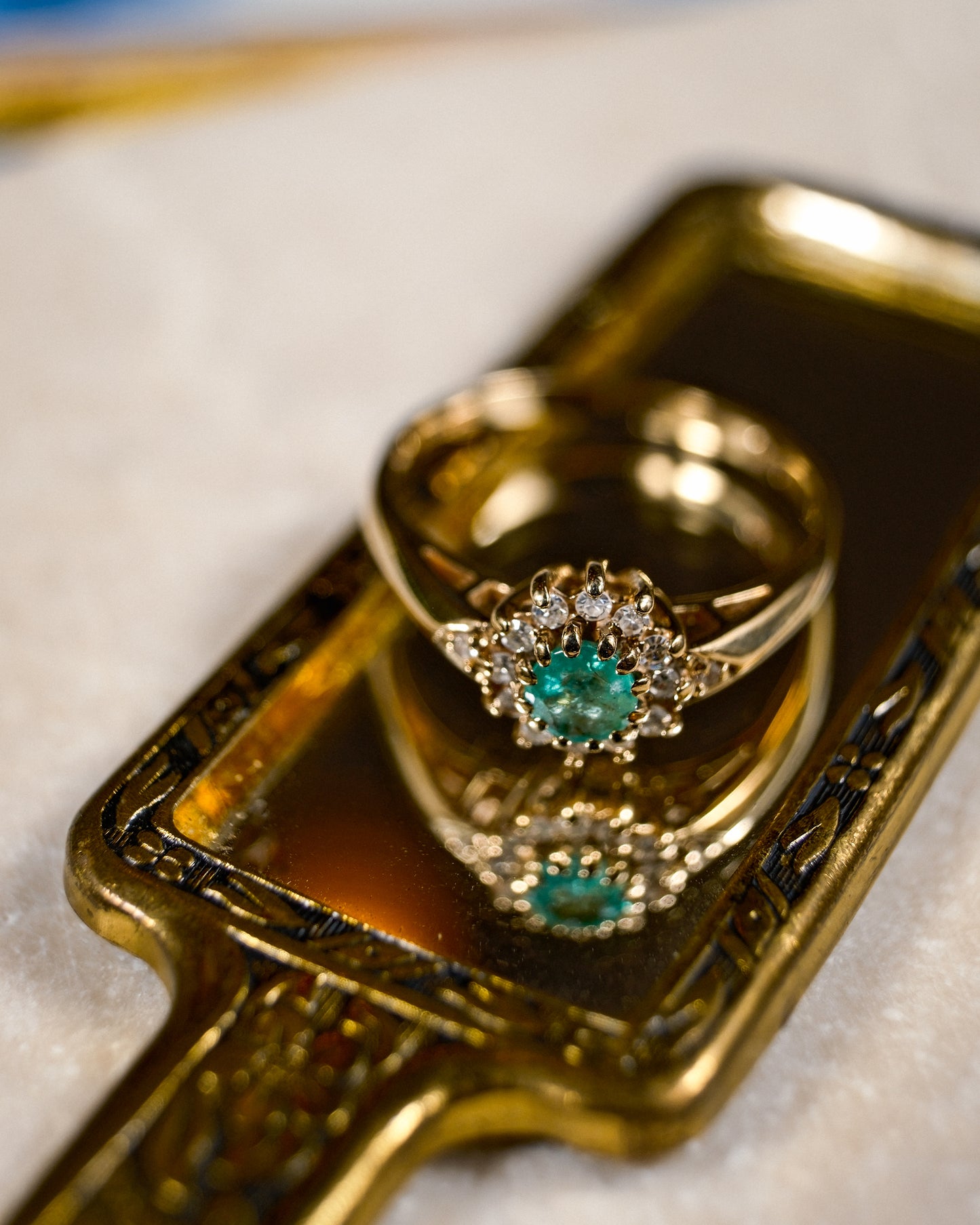 Inès • Vintage Smaragd & Diamant Cluster