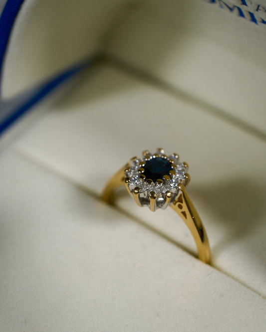 Celina • Vintage Saffier & Diamant Cluster
