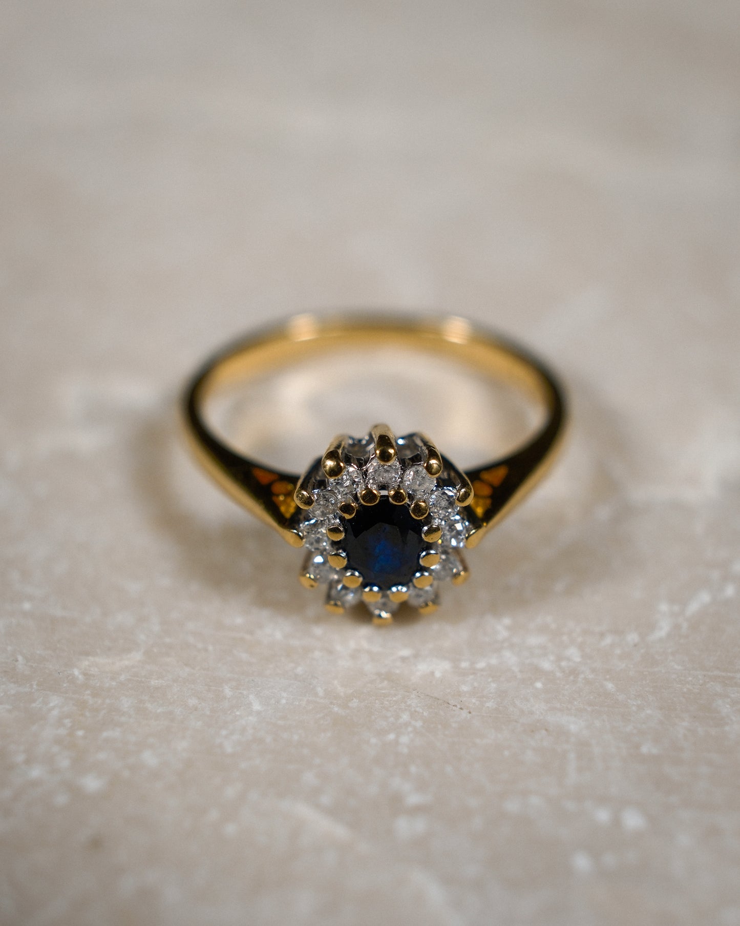 Celina • Vintage Saffier & Diamant Cluster