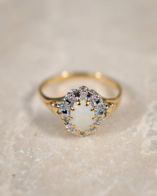 Delfina • Vintage Opaal & Diamant Cluster