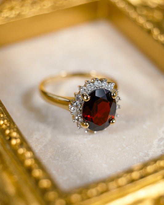 Graziana • Vintage Granaat & Diamant Cluster