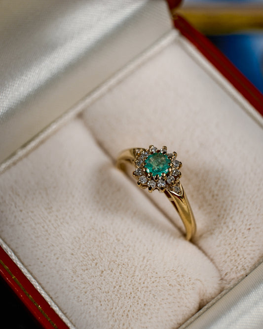 Inès • Vintage Smaragd & Diamant Cluster