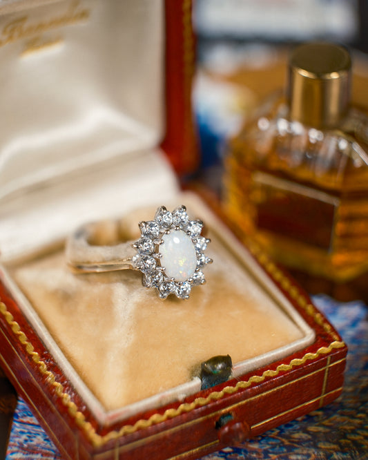 Marcella • Vintage Opaal & Diamant Cluster