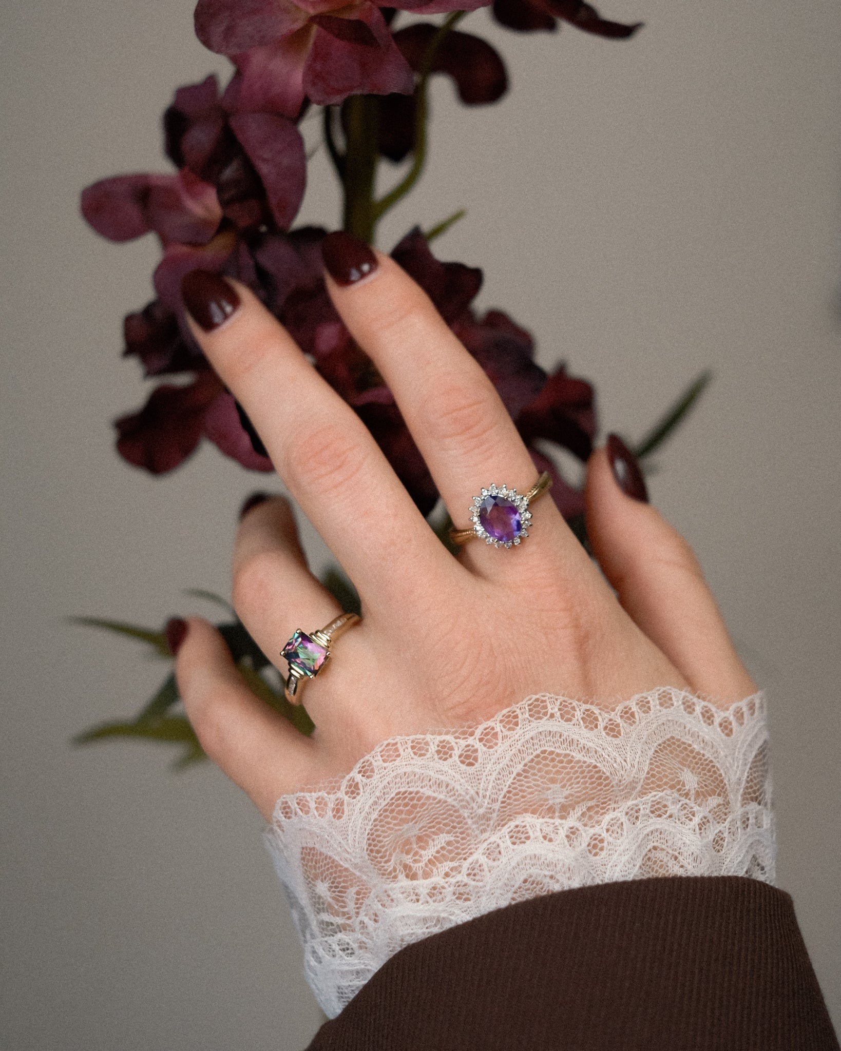 Livia • Vintage Amethist & Diamant Cluster Ring