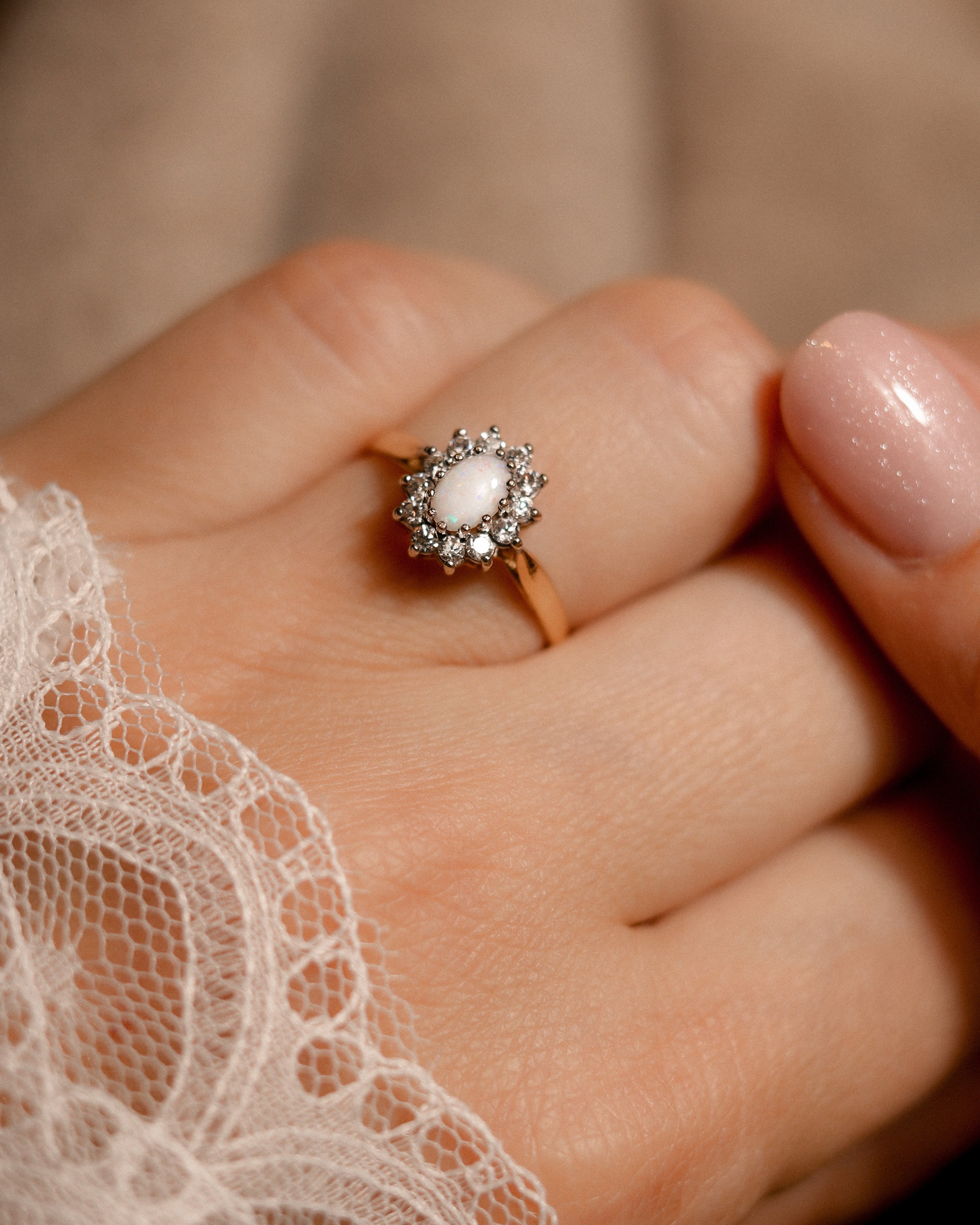 Avelisse • Vintage Opaal & Zirkonia Dress Ring