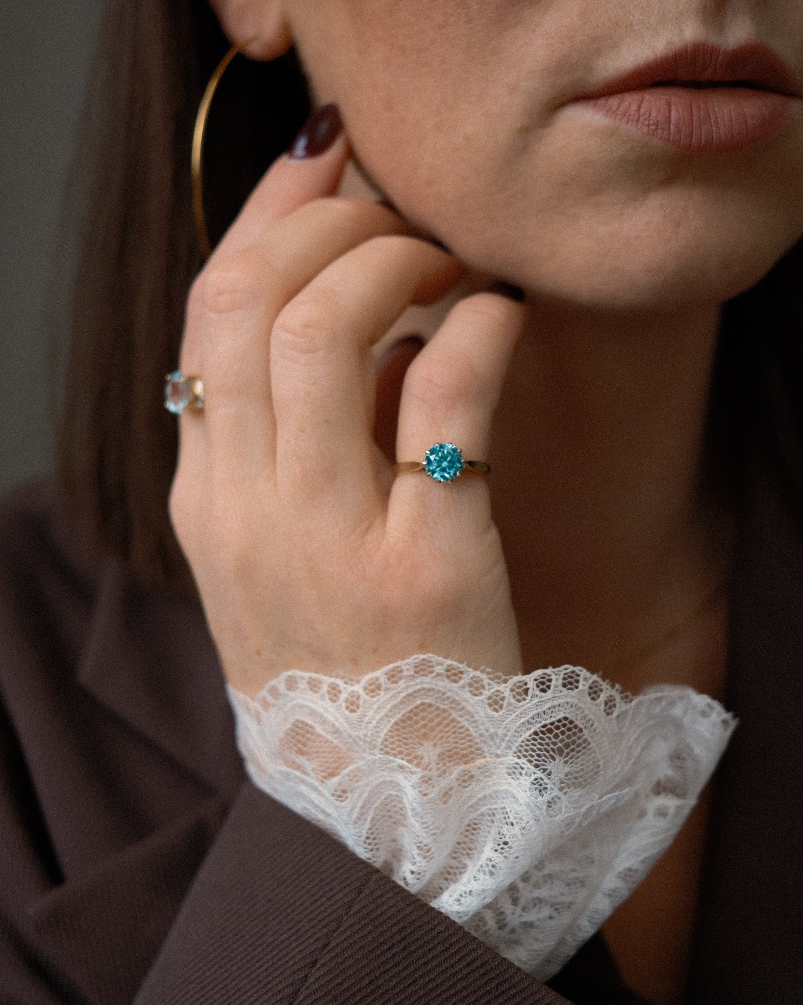 Marion • Vintage Blauwe Zirkoon Solitair