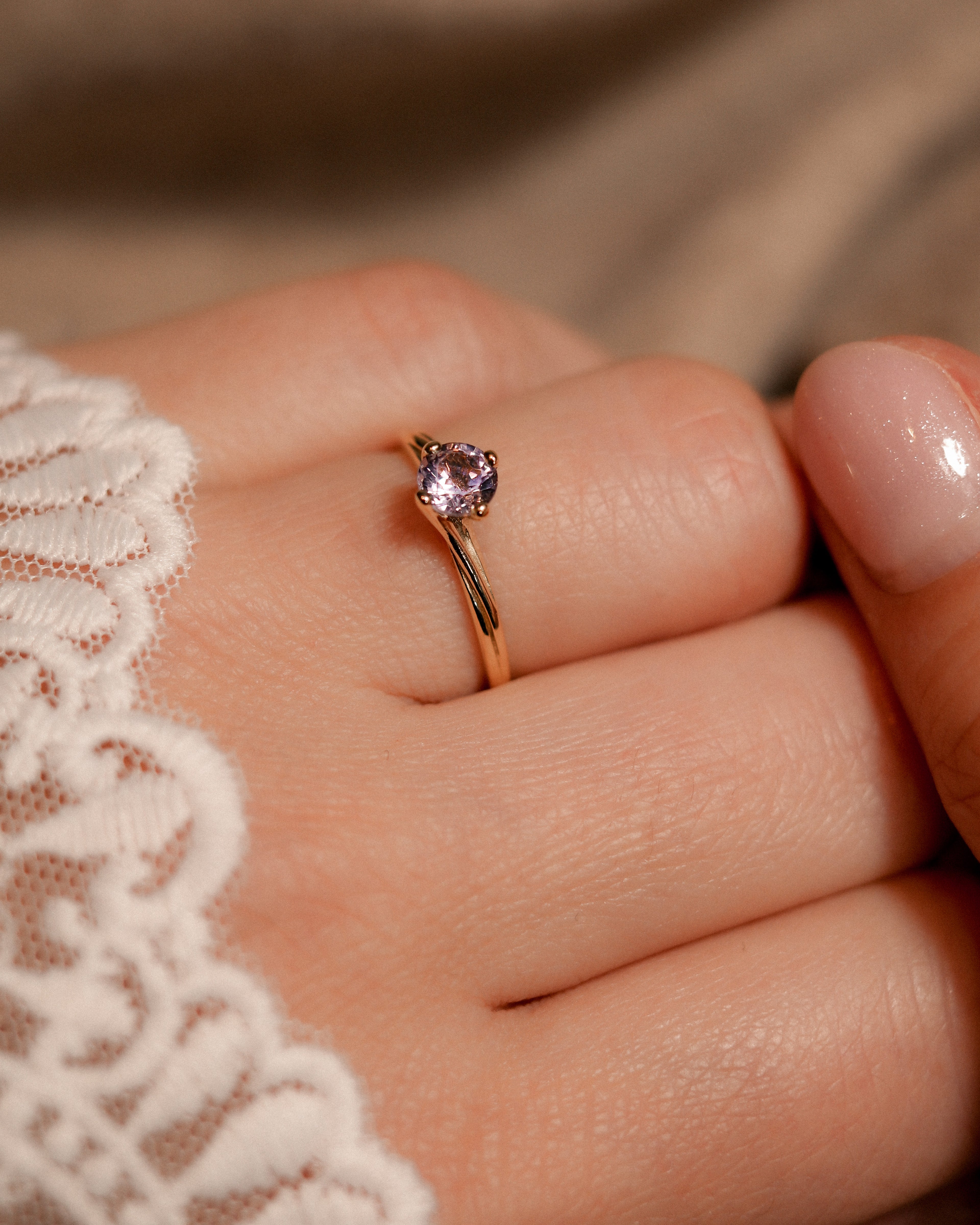 Celestine • Vintage Amethist Solitaire Ring