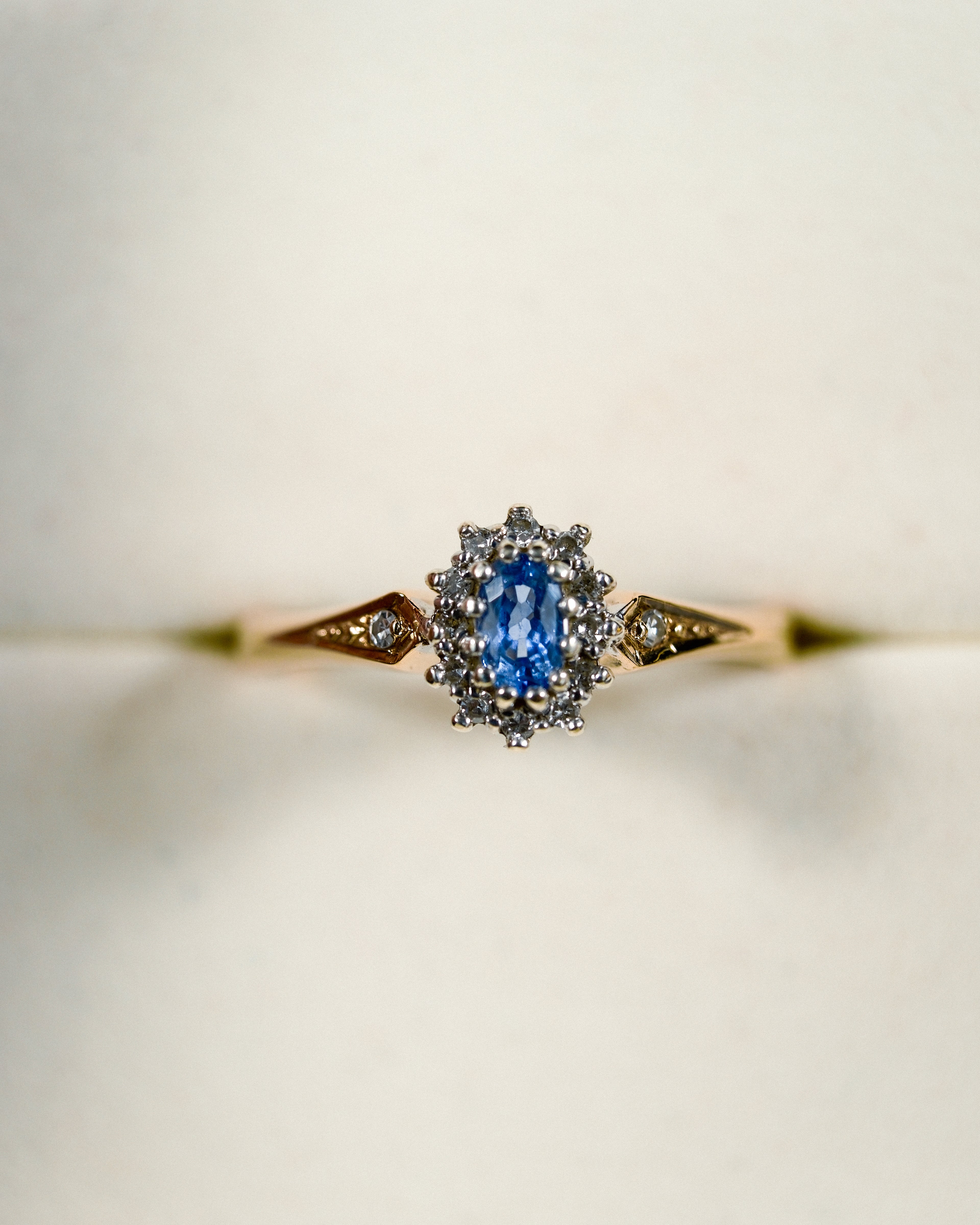 Claribel • Vintage Saffier & Diamant Cluster Ring