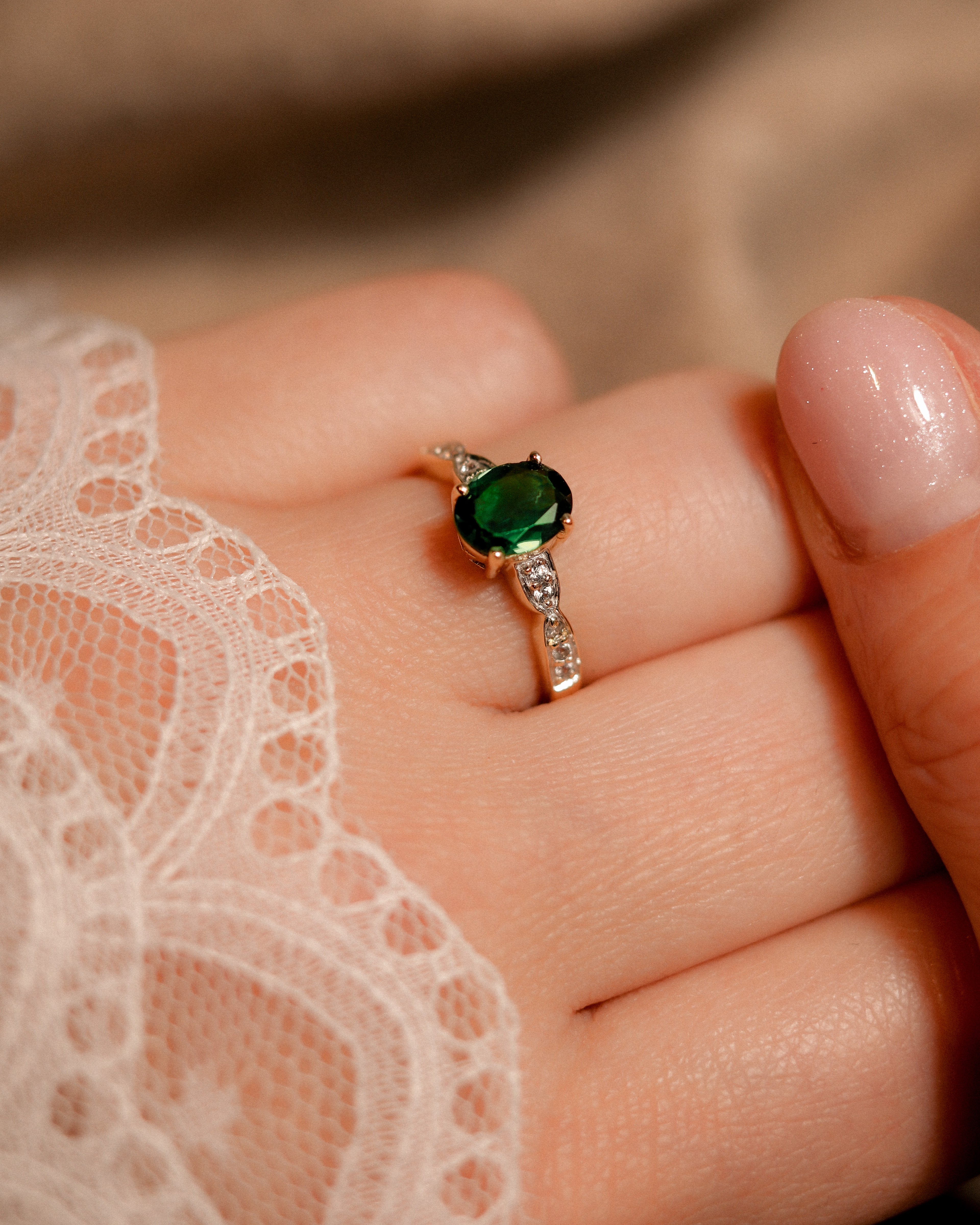 Cressida • Vintage Diopsiet & Diamant Dress Ring