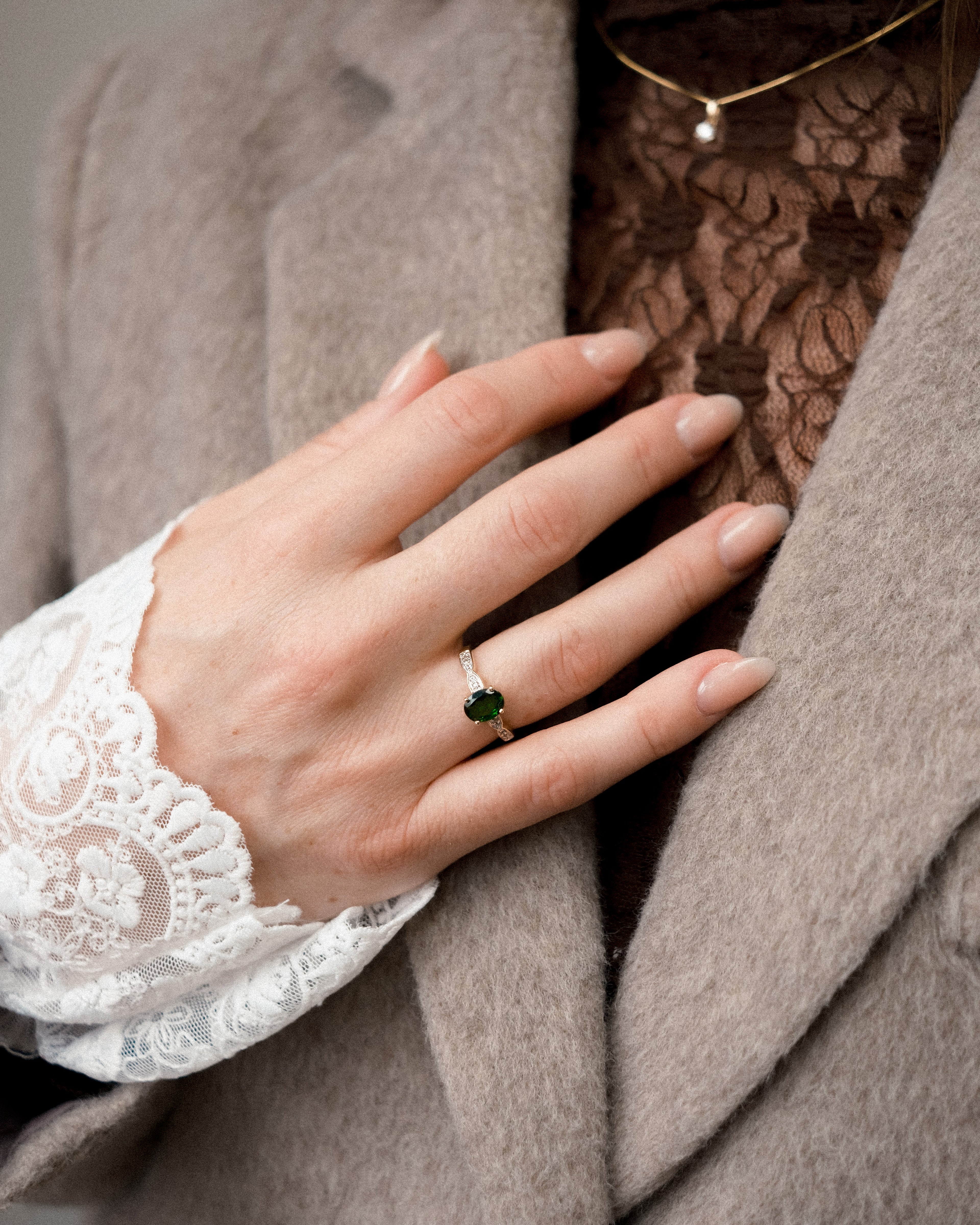 Cressida • Vintage Diopsiet & Diamant Dress Ring