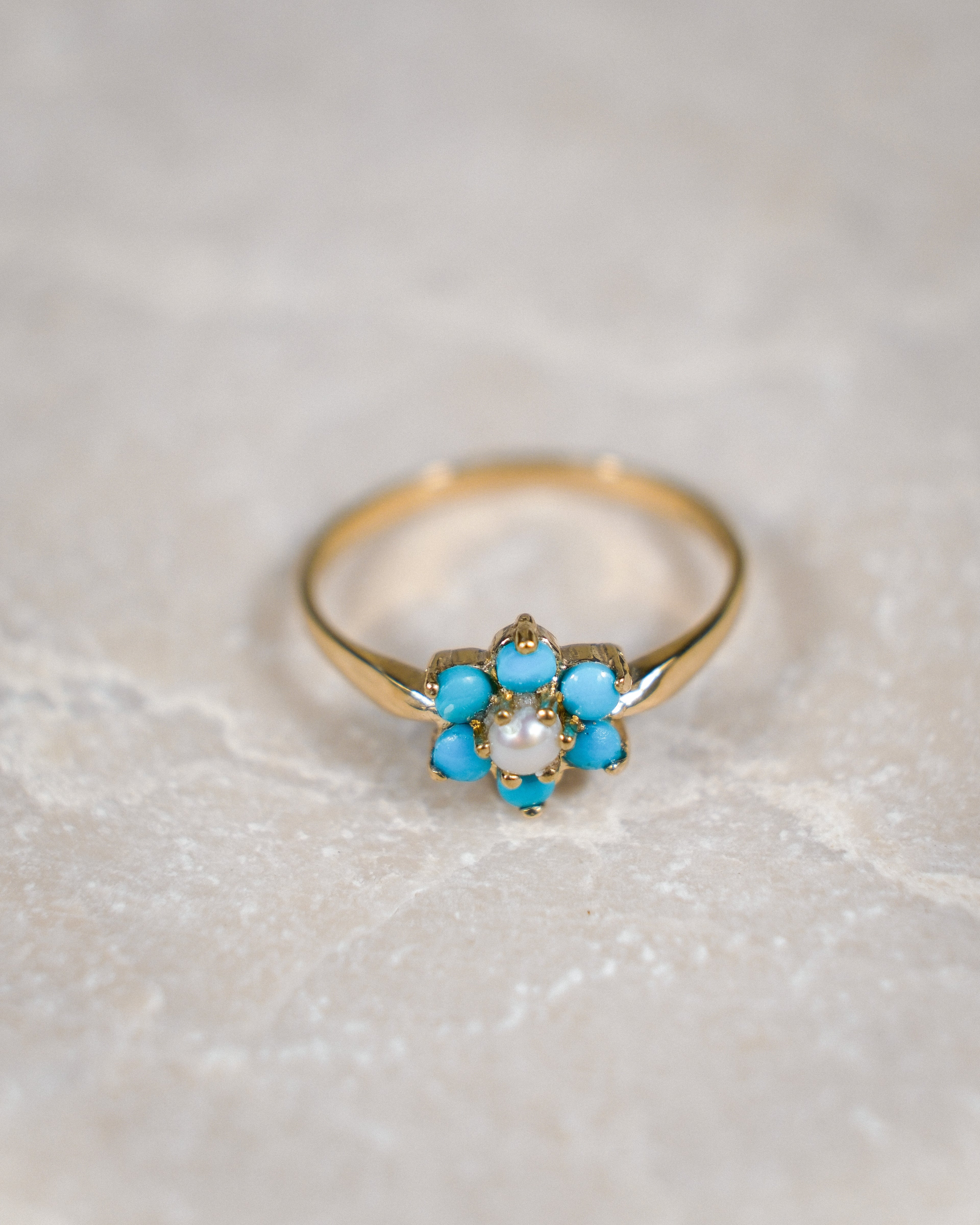 Delphine • Vintage Turquoise & Parel Cluster Ring