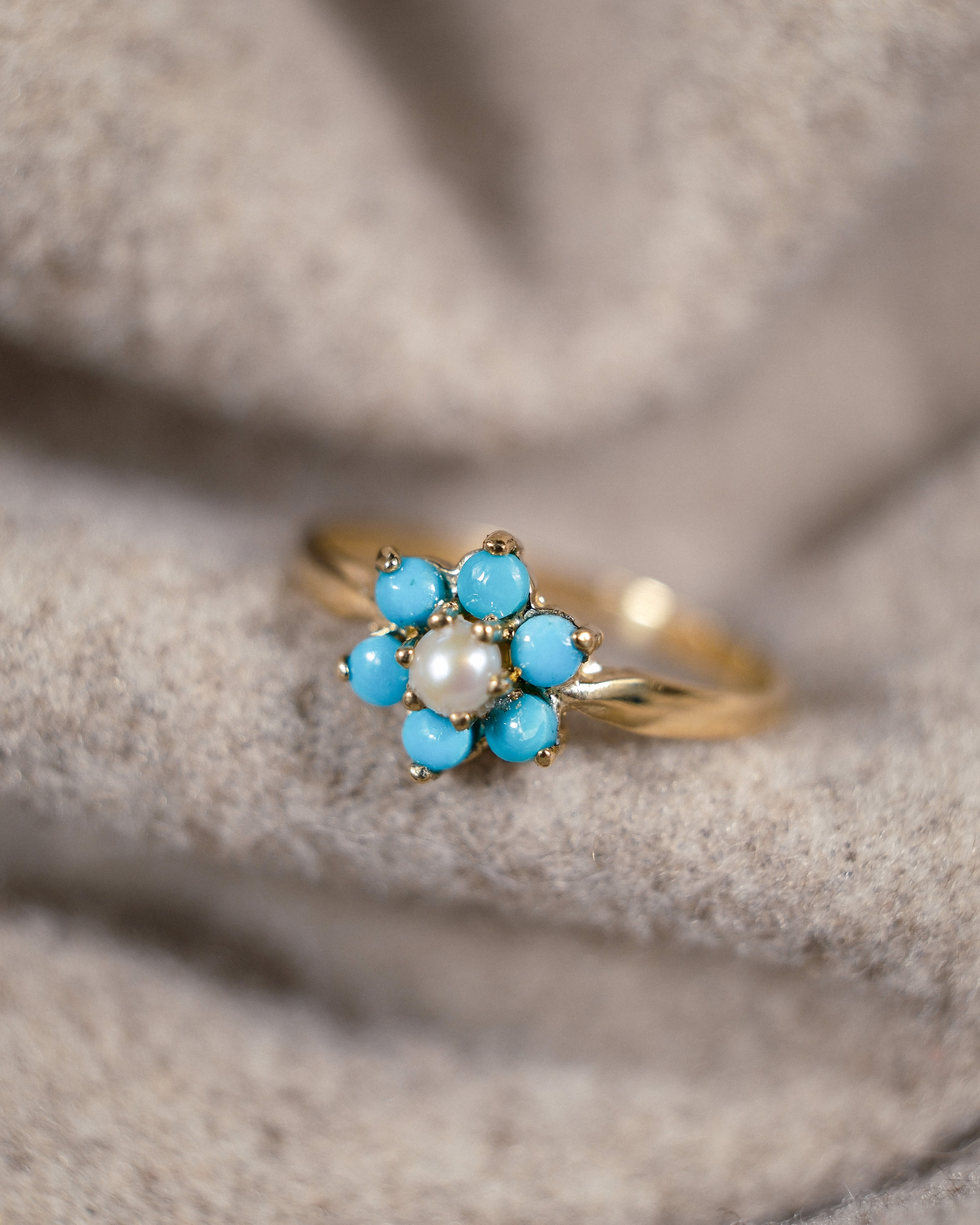Delphine • Vintage Turquoise & Parel Cluster Ring