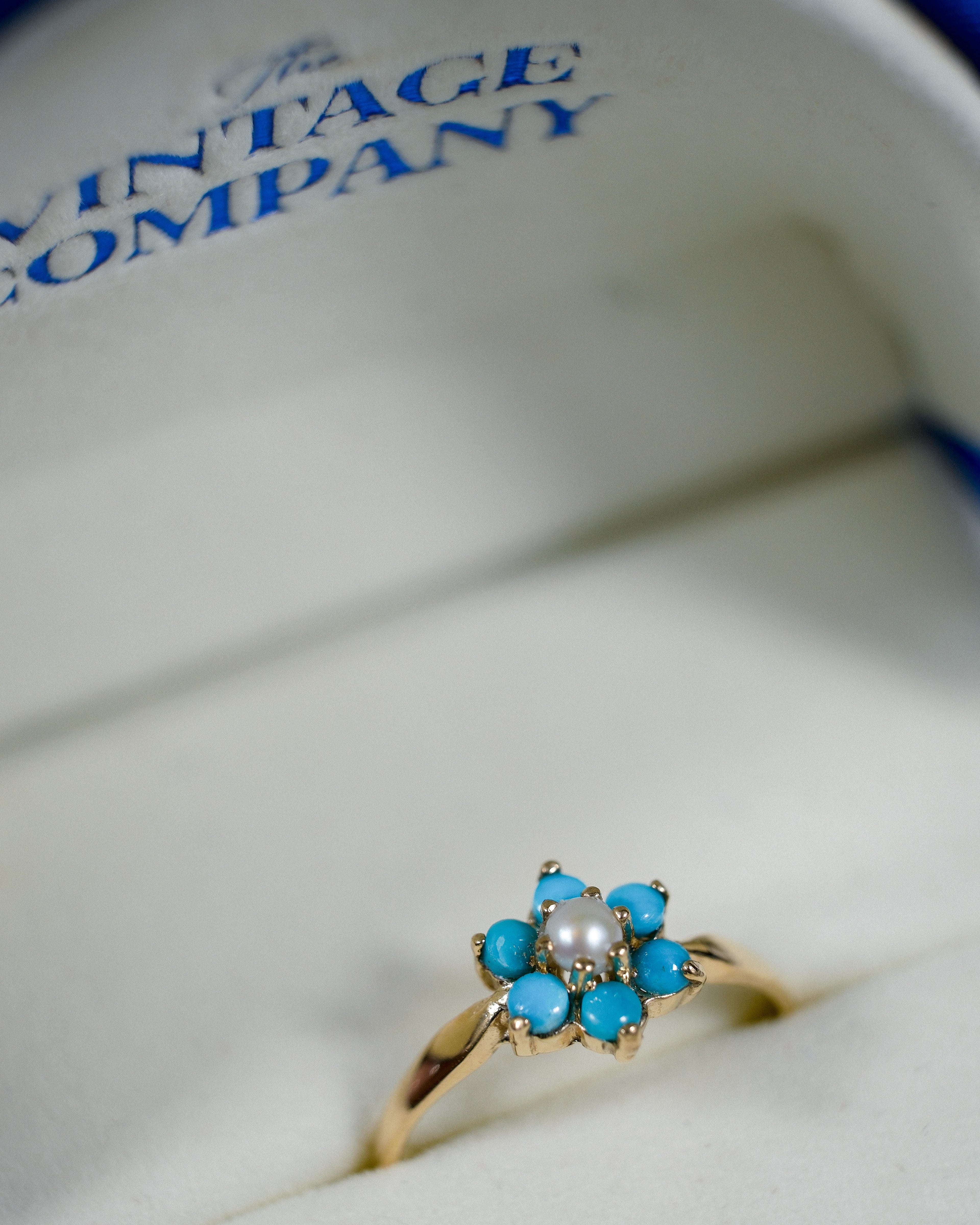 Delphine • Vintage Turquoise & Parel Cluster Ring