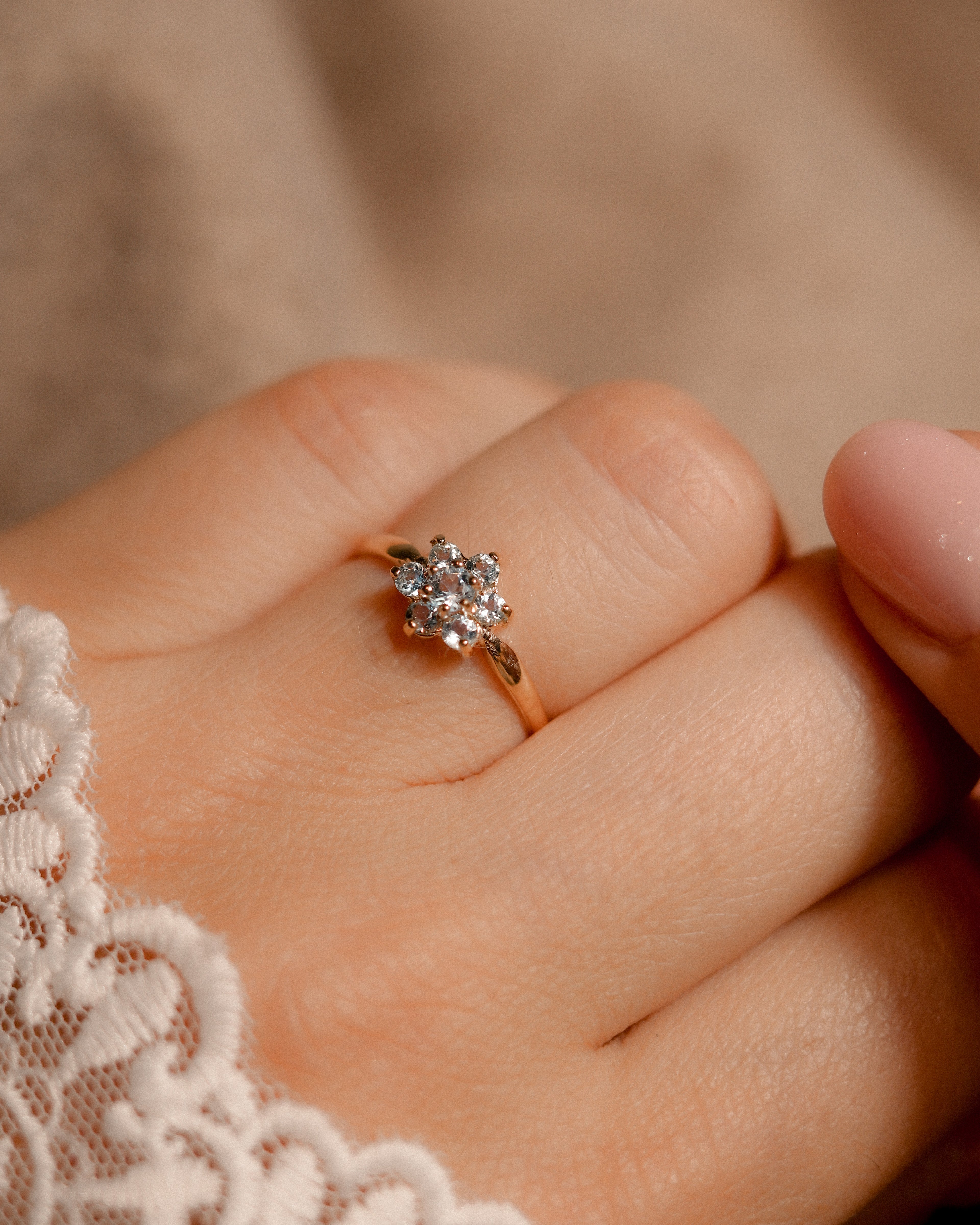 Elisanne • Vintage Aquamarijn Cluster Ring