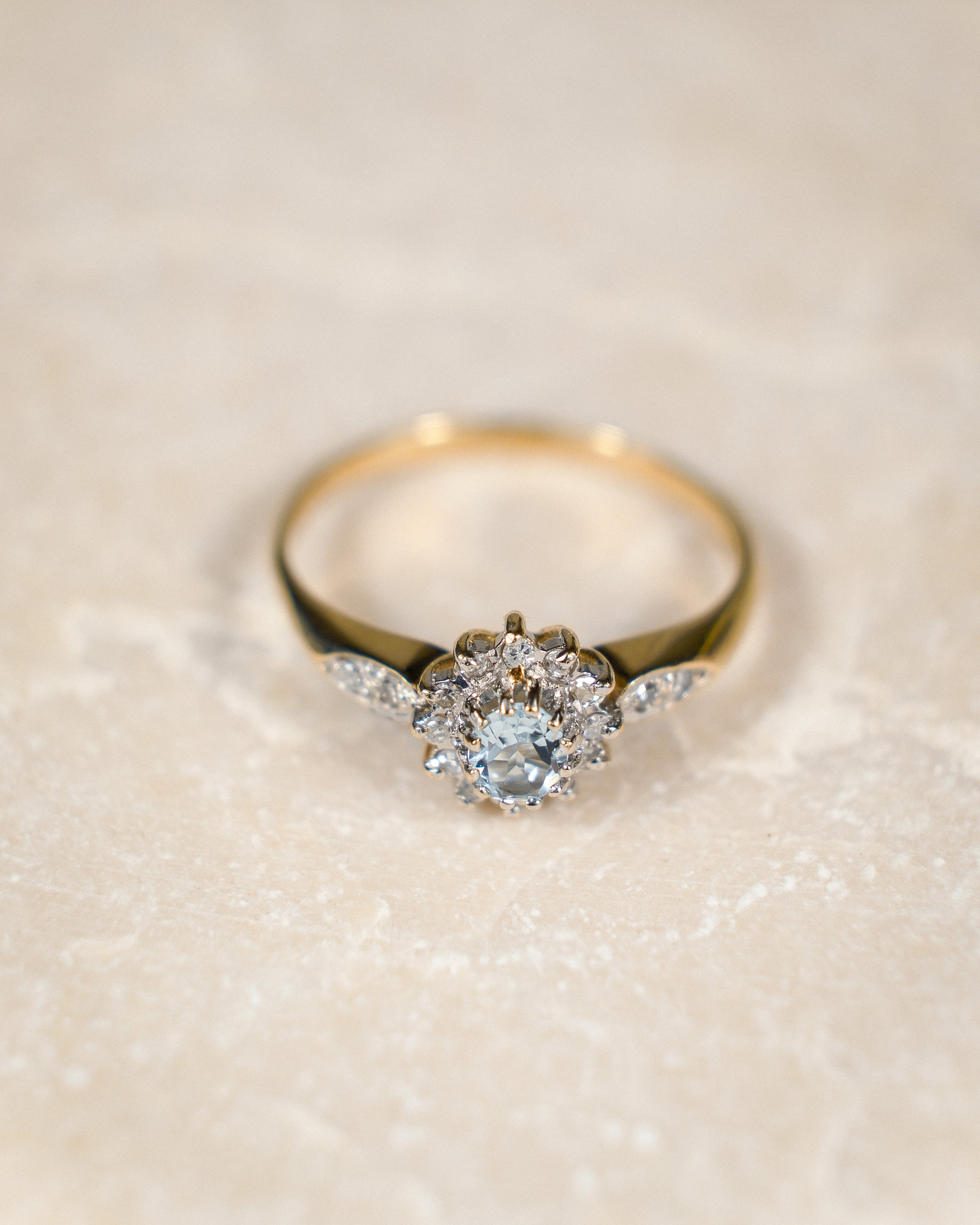 Elodie • Vintage Topaas & Diamant Cluster Ring