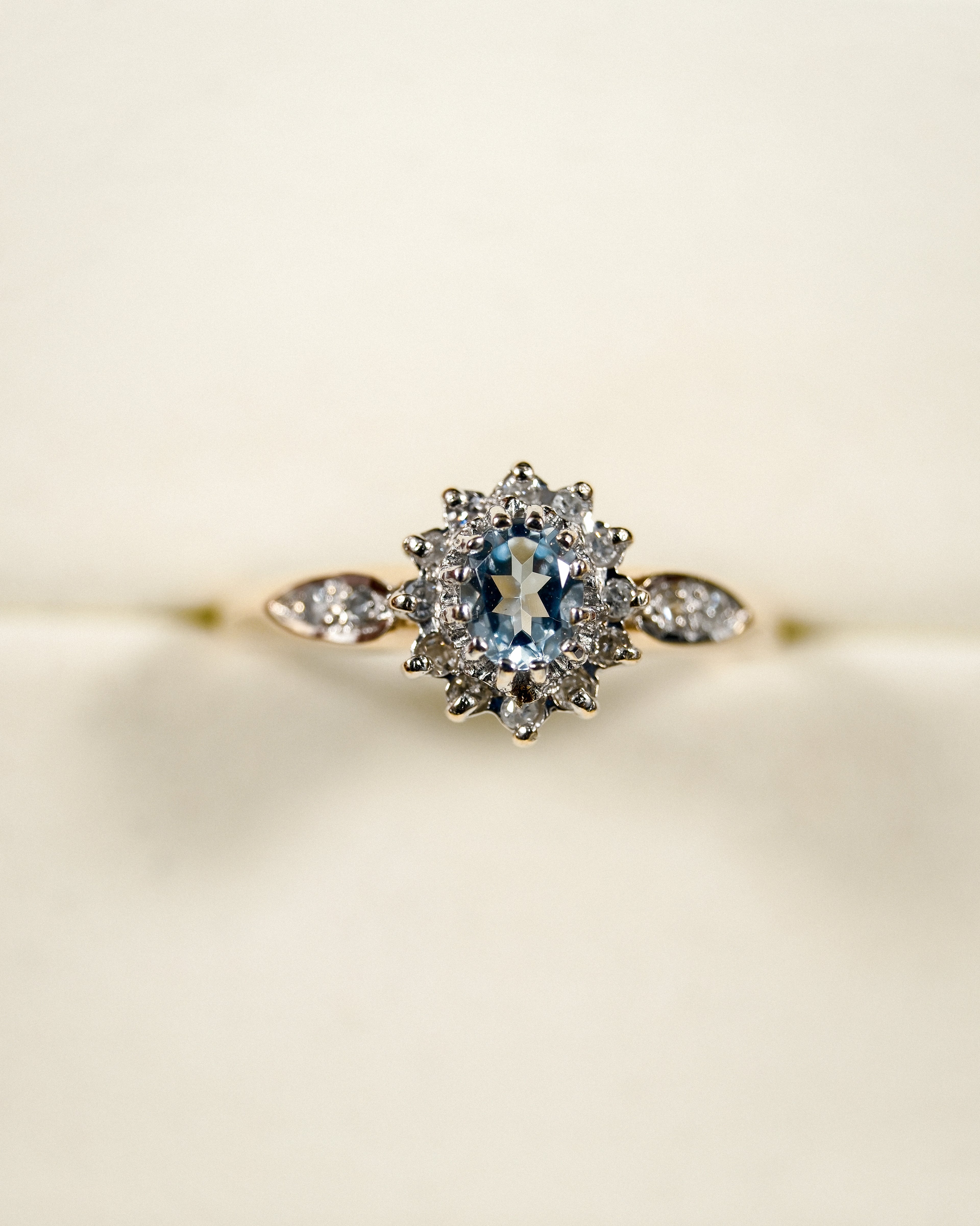 Elodie • Vintage Topaas & Diamant Cluster Ring