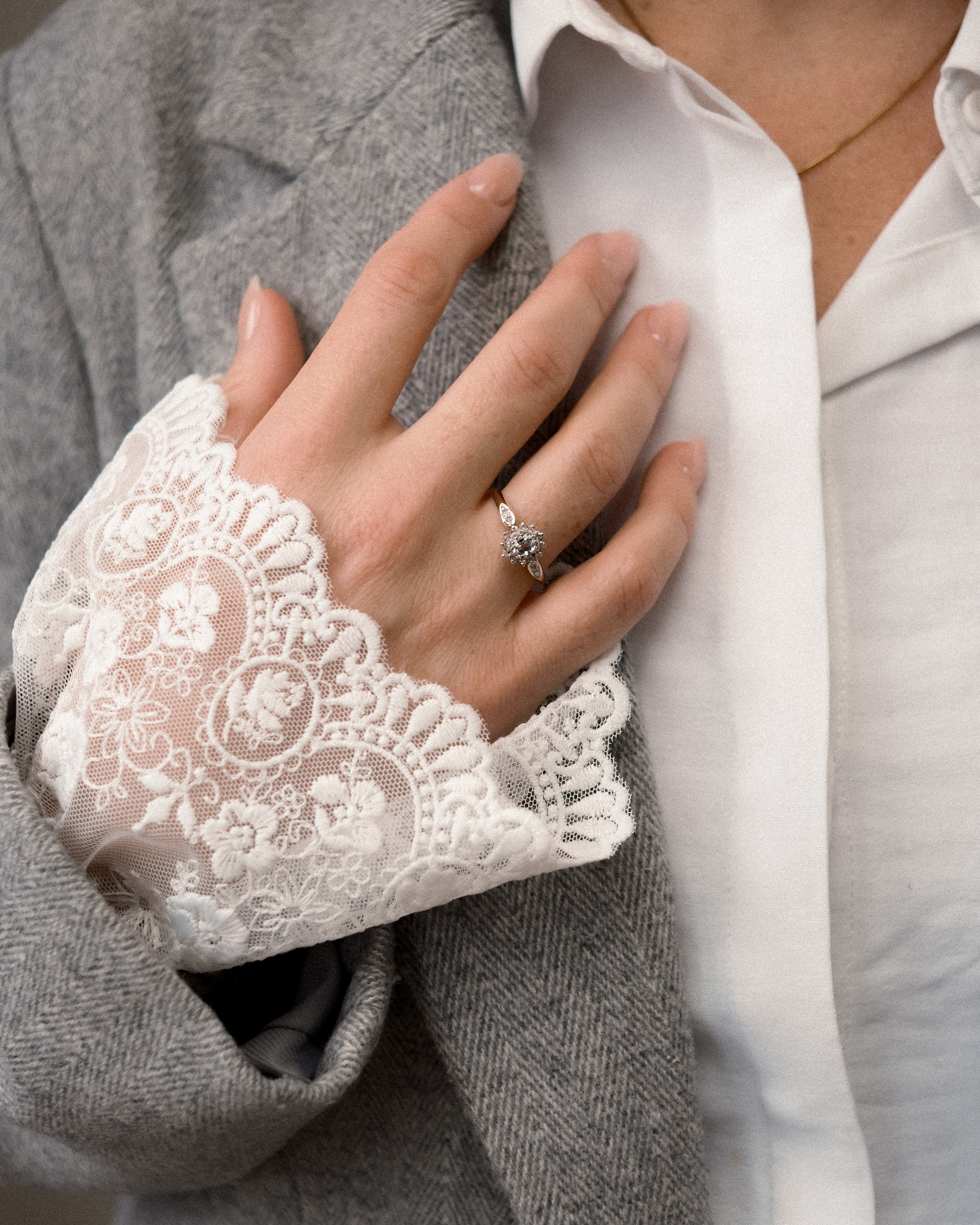 Elodie • Vintage Topaas & Diamant Cluster Ring