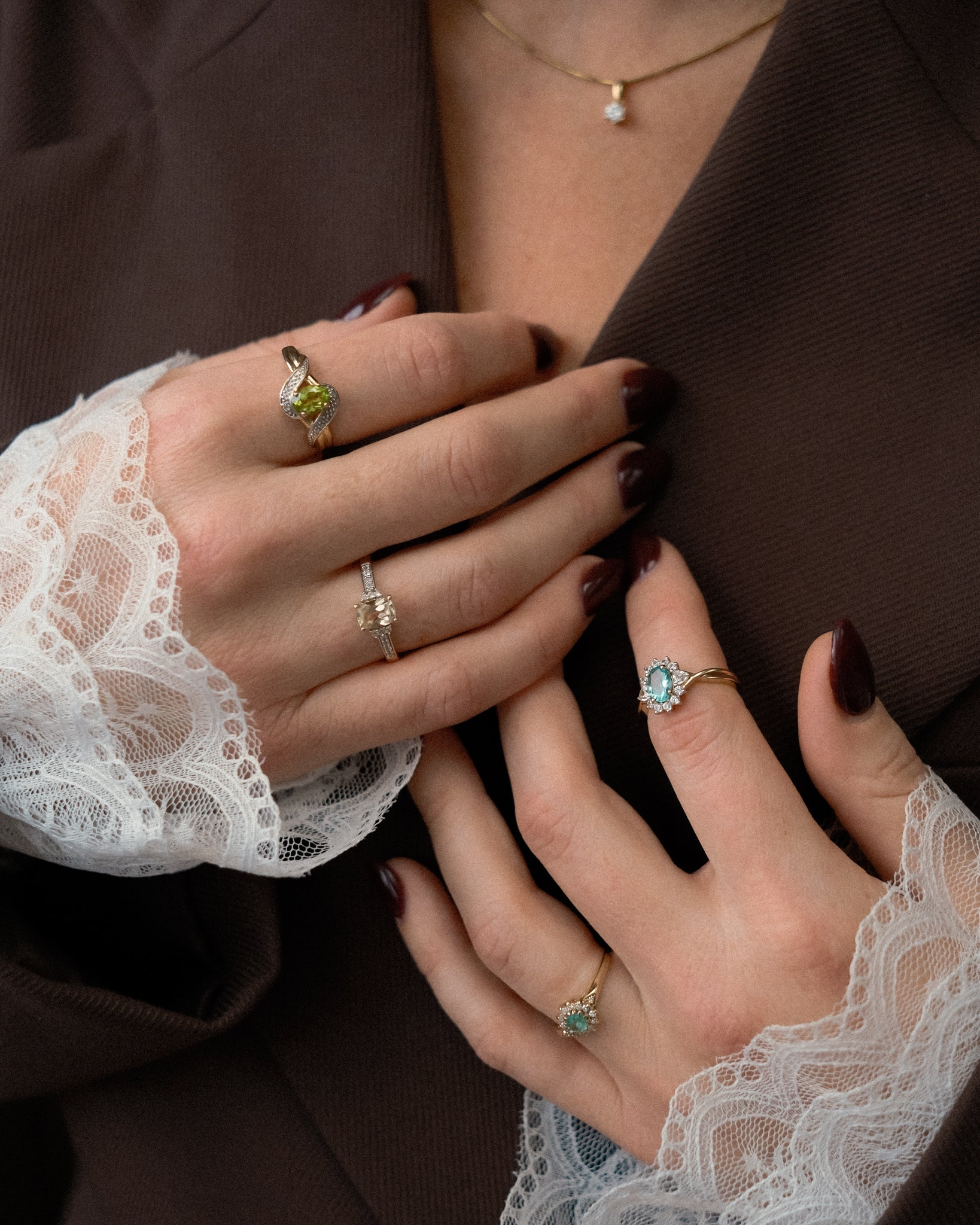 Seraphine • Vintage Peridoot & Diamant Cluster