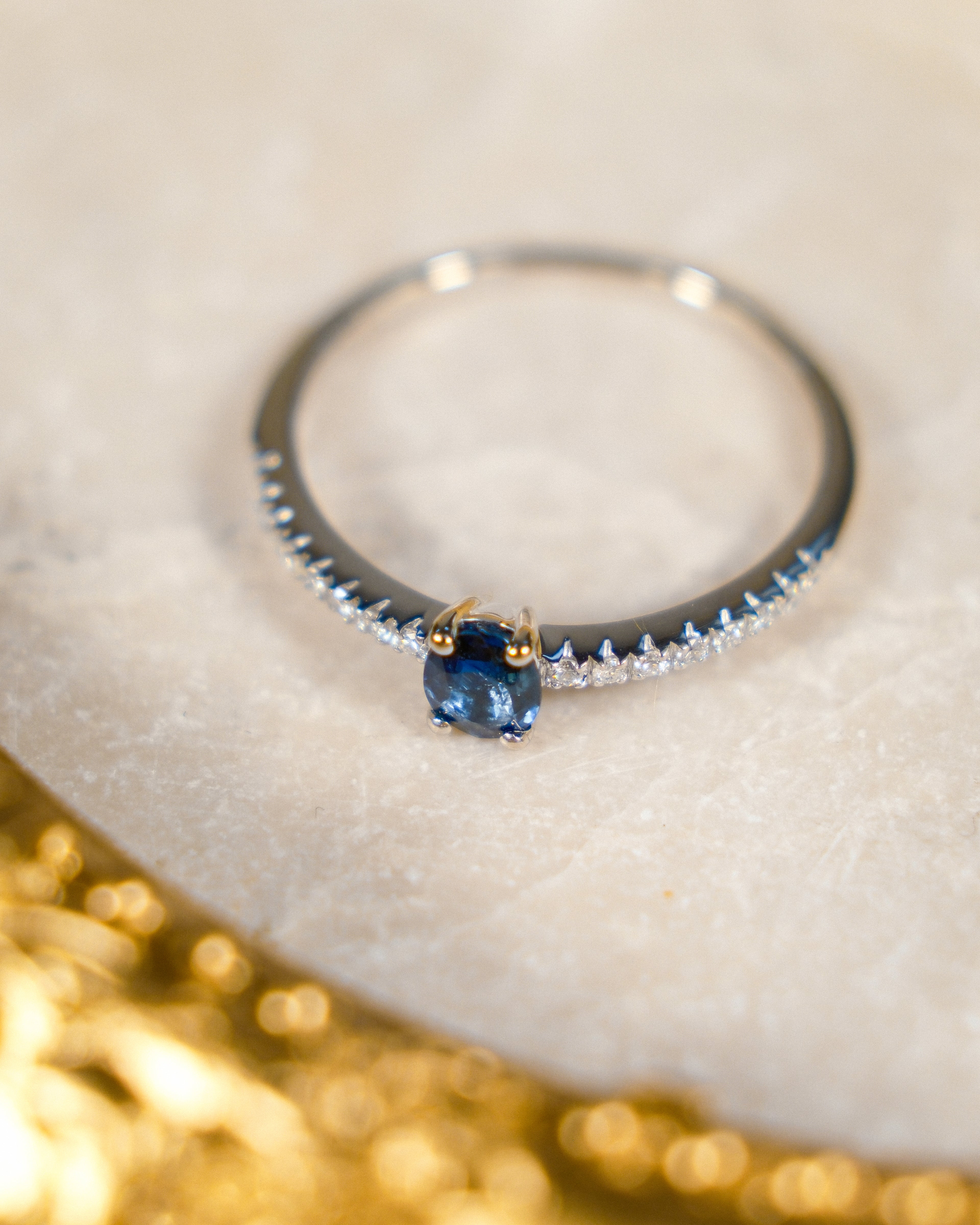 Lucile • Vintage Saffier & Diamant Dress Ring