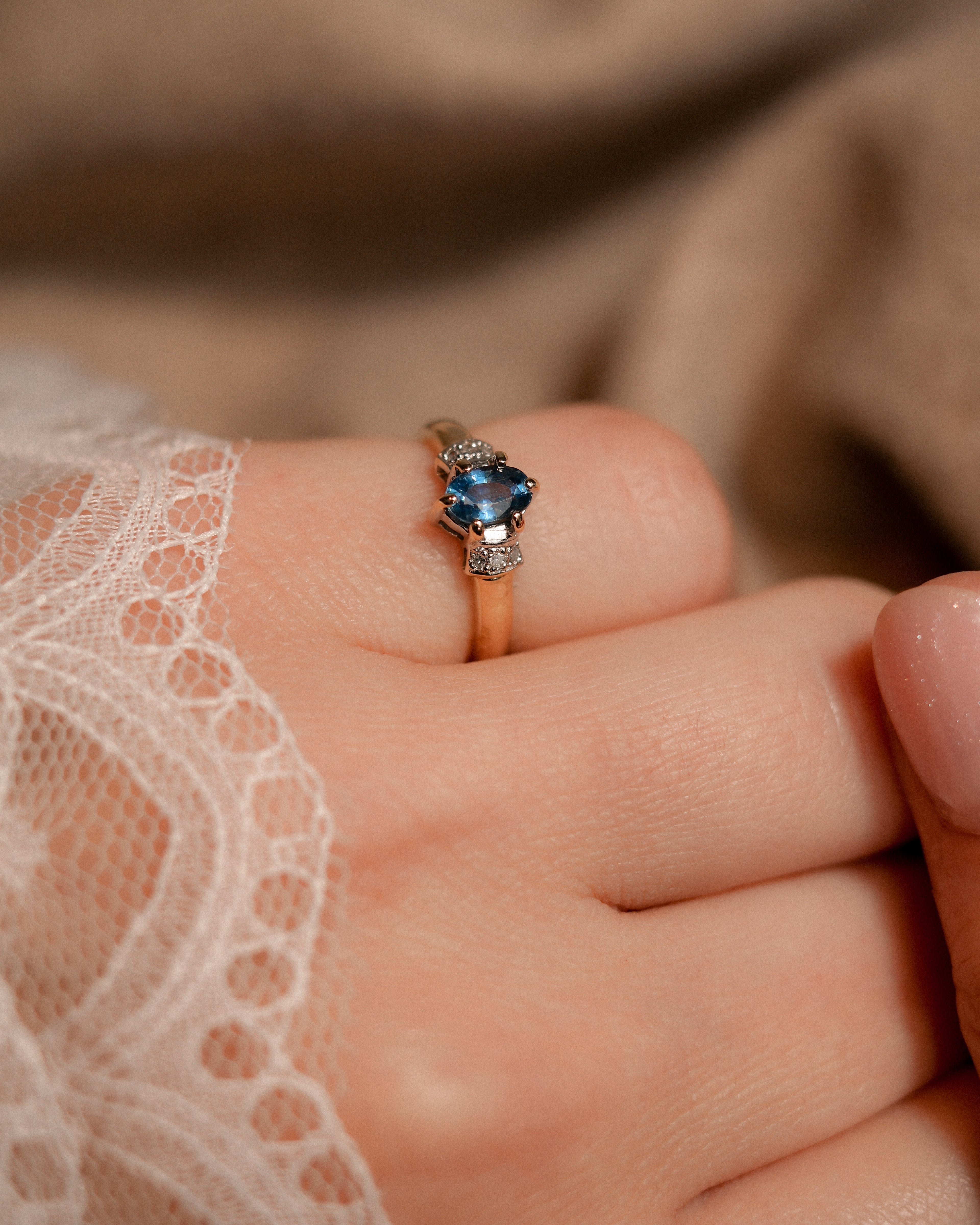 Lysanne • Vintage Saffier & Diamant Dress Ring