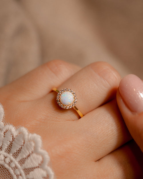 Maelys • Vintage Opaal & Zirkoon Cluster Ring