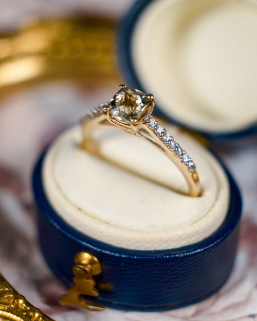 Maribel • Vintage Prasioliet (Kwarts) & Zirkoon Dress Ring