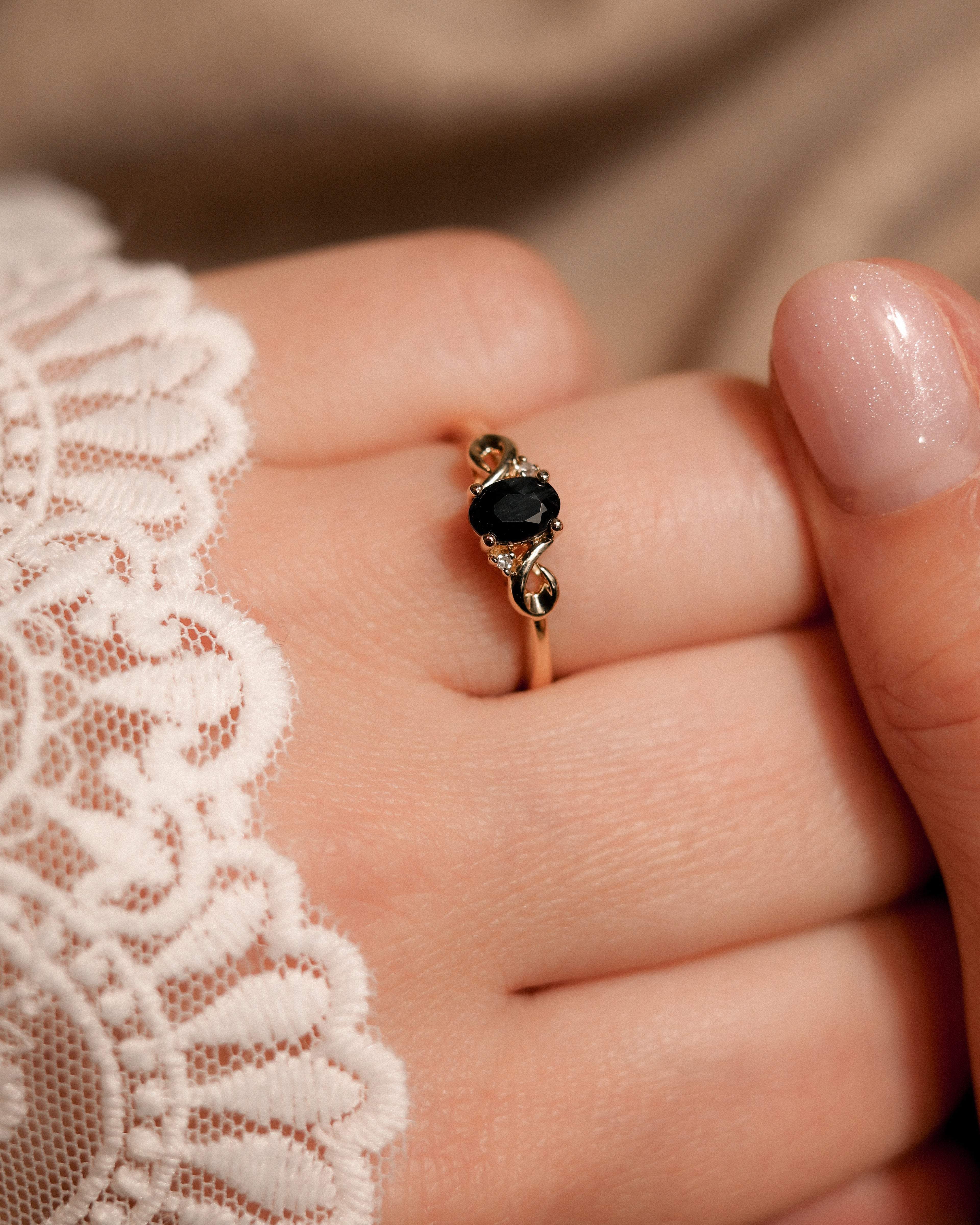 Melisande • Vintage Saffier & Diamant Dress Ring