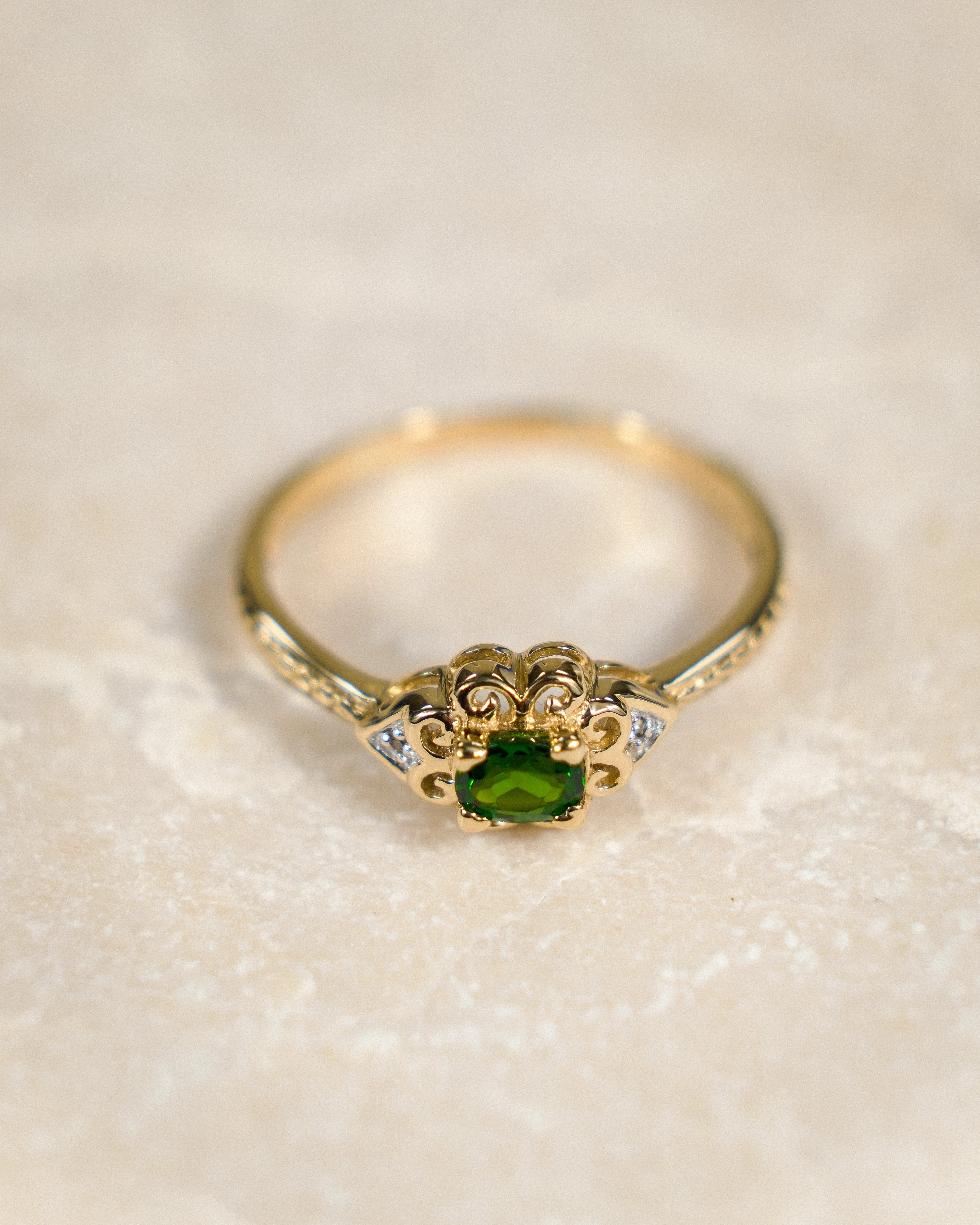 Rosanne • Vintage Diopsiet & Diamant Cluster Ring