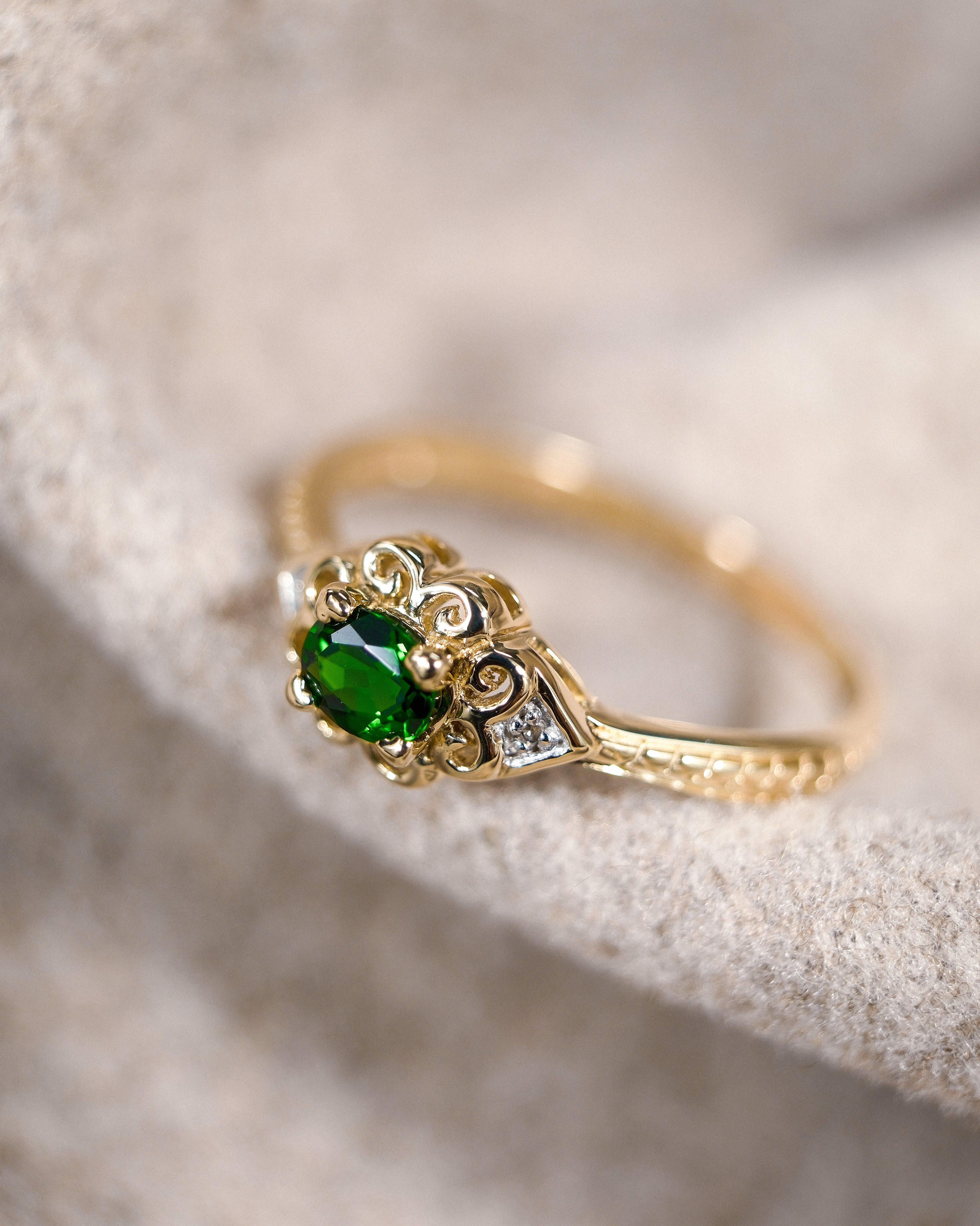 Rosanne • Vintage Diopsiet & Diamant Cluster Ring