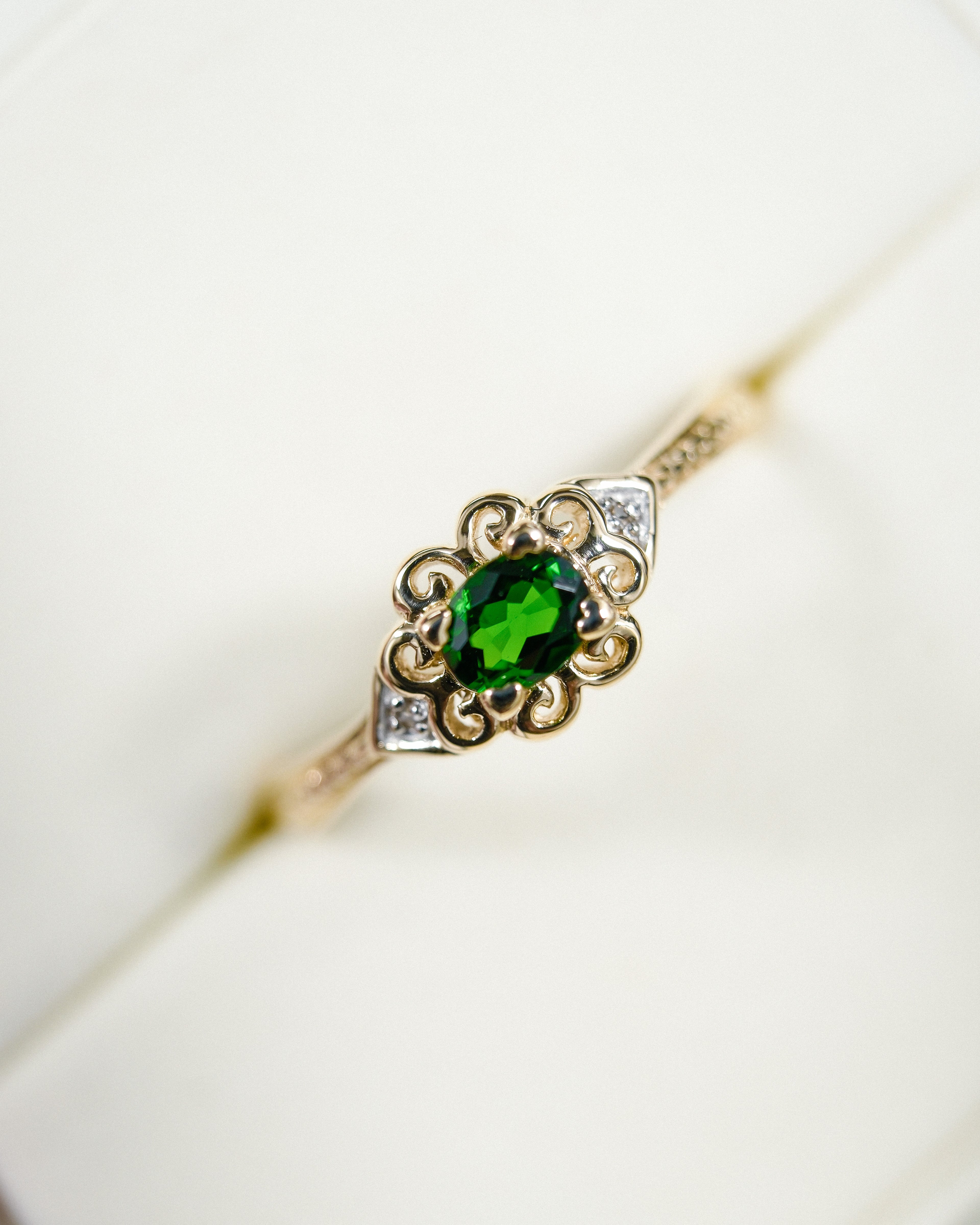 Rosanne • Vintage Diopsiet & Diamant Cluster Ring