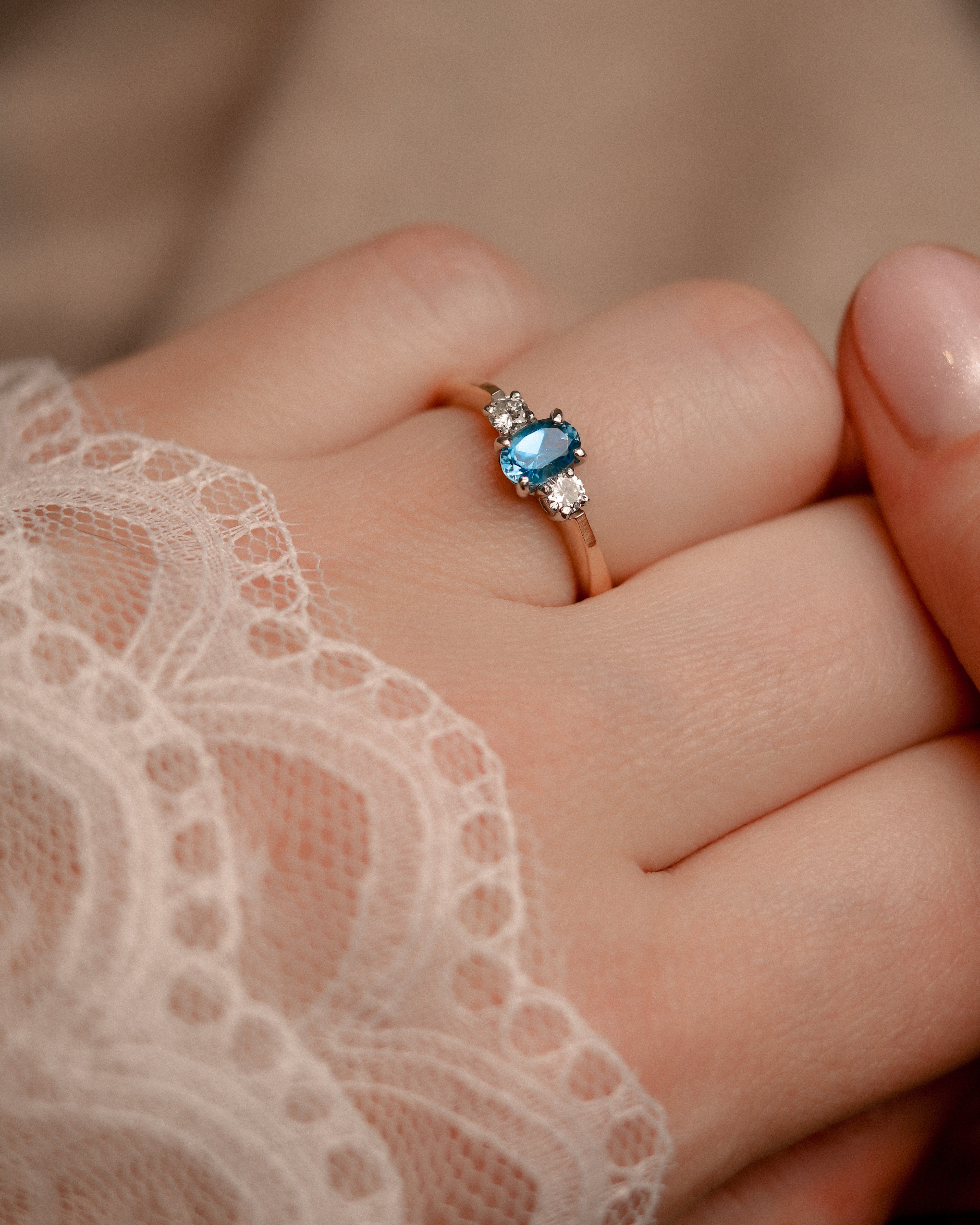 Serafina • Vintage Topaas & Diamant Dress Ring