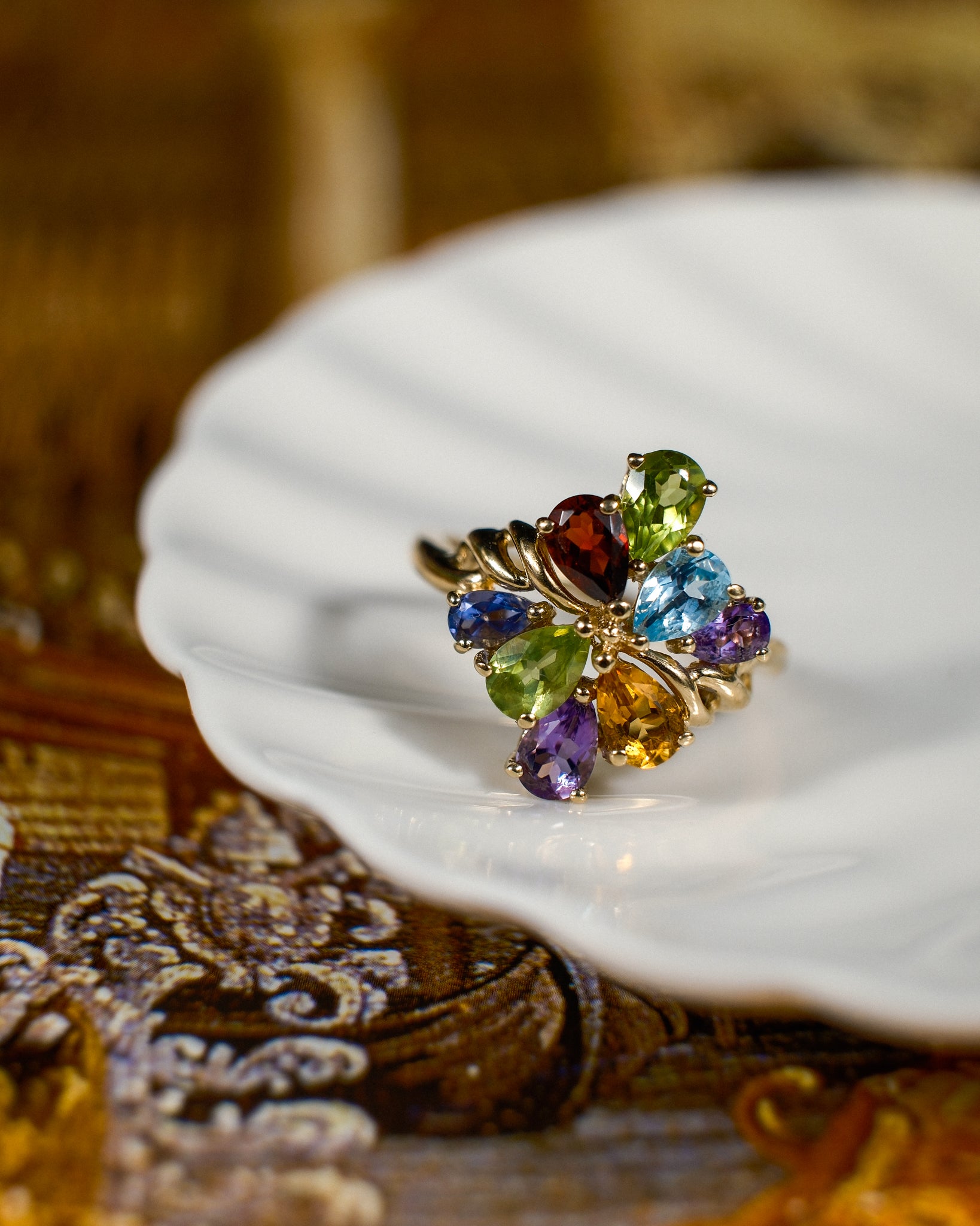 Theodora • Vintage Multi Gemstone Cluster