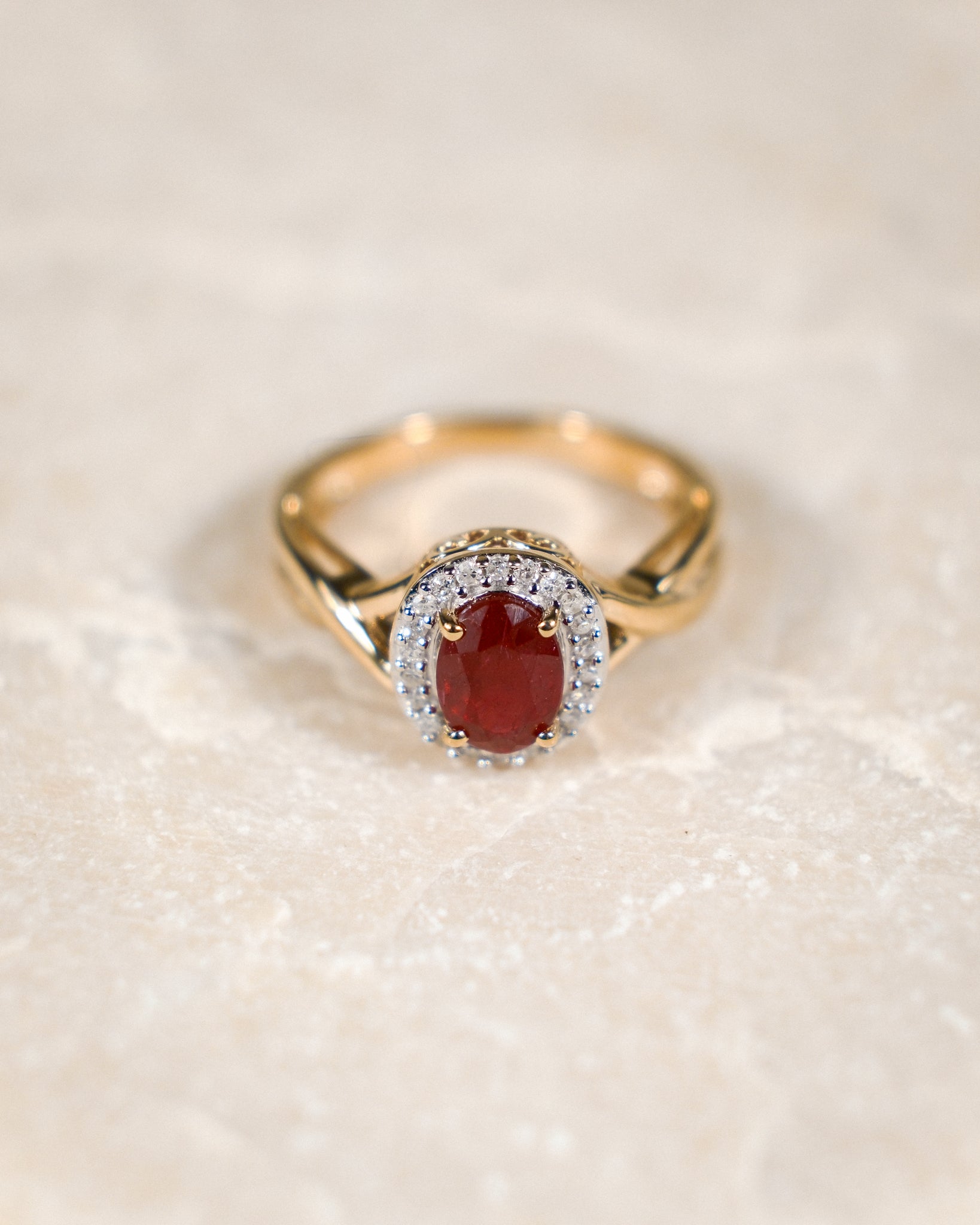 Allegra • Vintage Robijn & Diamant Cluster