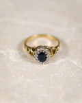 Delphine • Vintage Saffier & Diamant Cluster Ring