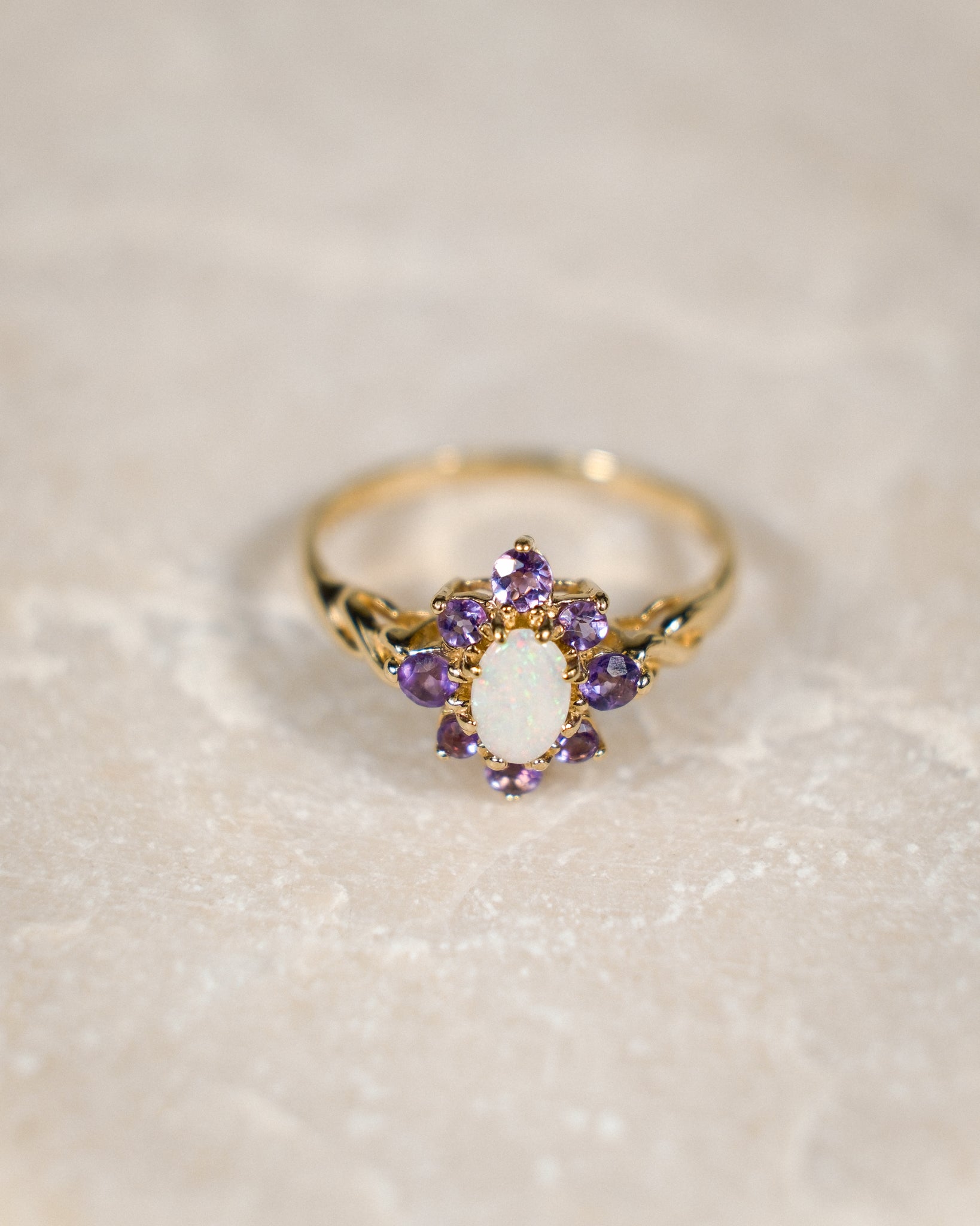 Clémence • Vintage Opaal & Amethist Cluster Ring